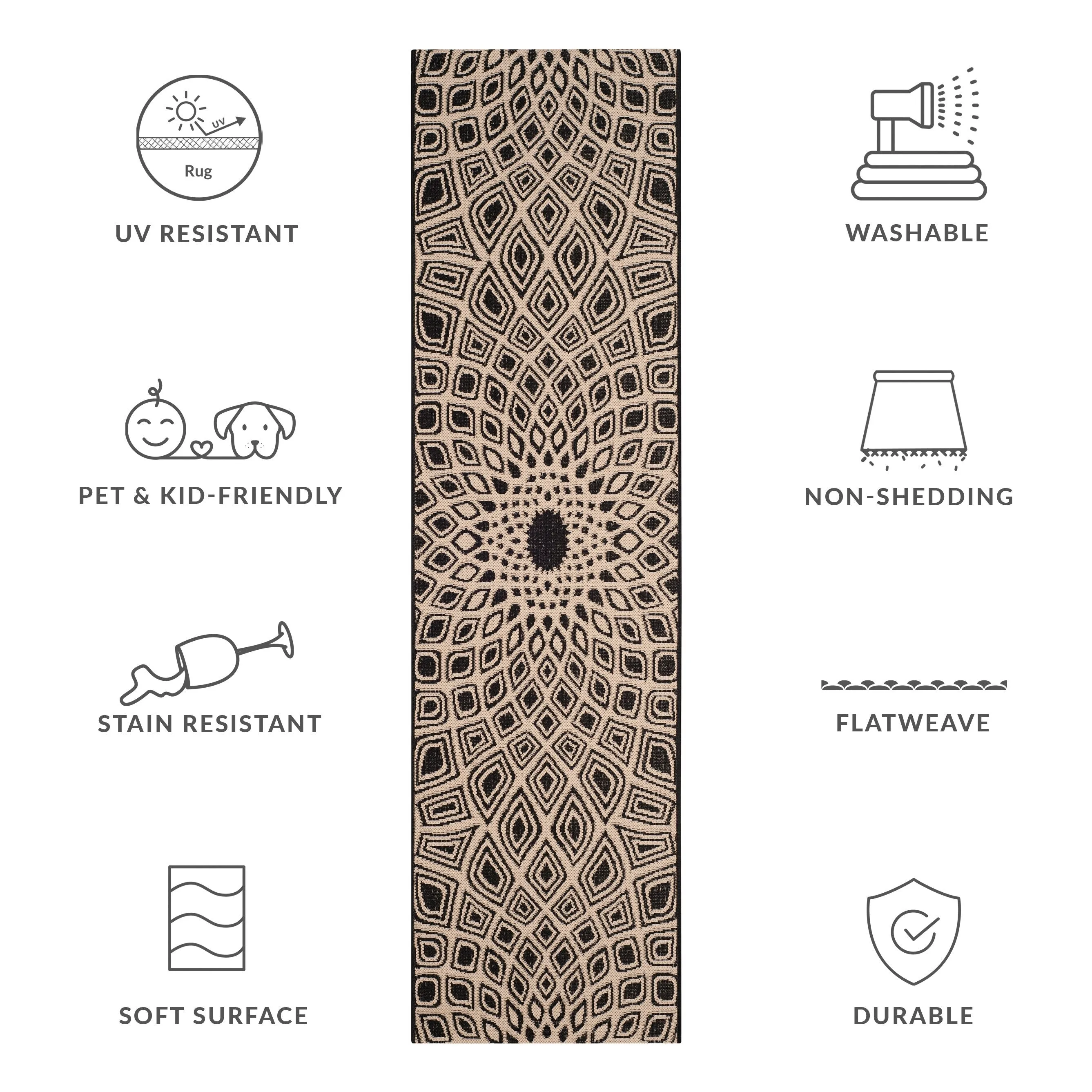 SAFAVIEH Courtyard Misako Indoor/ Outdoor Waterproof Patio Backyard Rug