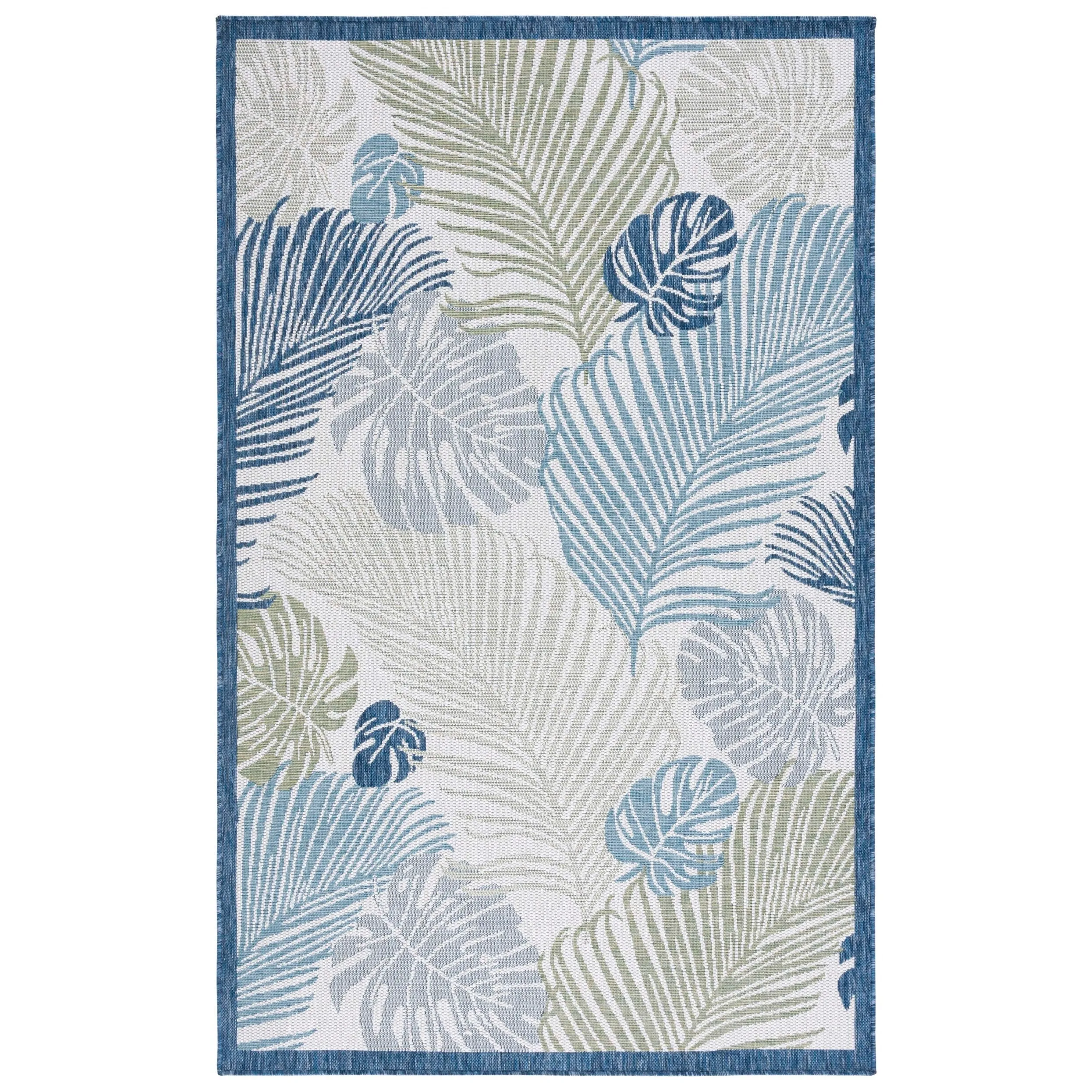 SAFAVIEH Courtyard Soichi Indoor/ Outdoor Rug - Beige/Green Blue - 8' x 10'