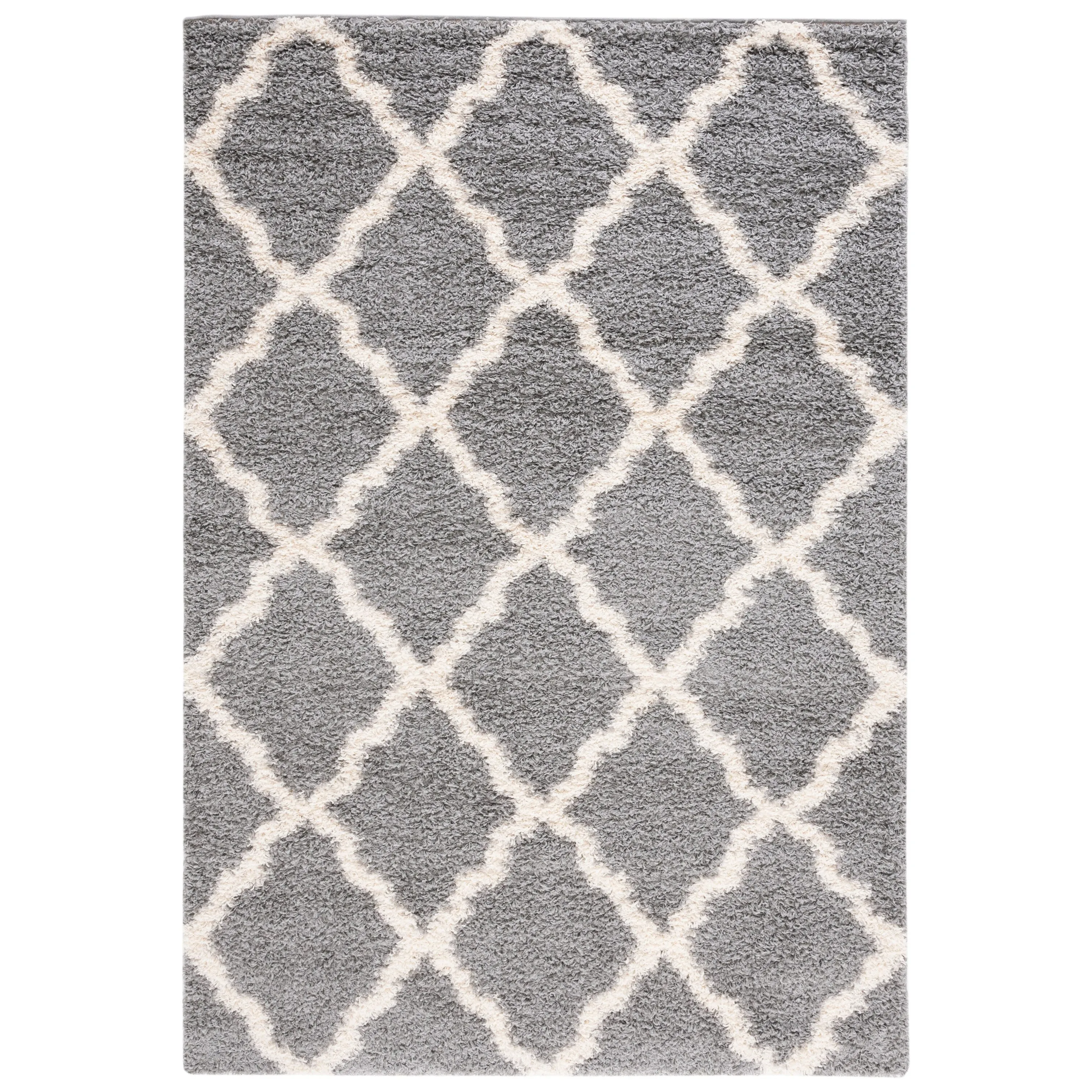 SAFAVIEH Dallas Shag Giusy Trellis 1.5-inch Thick Rug - Grey/Ivory - 5' 1 x 7' 6