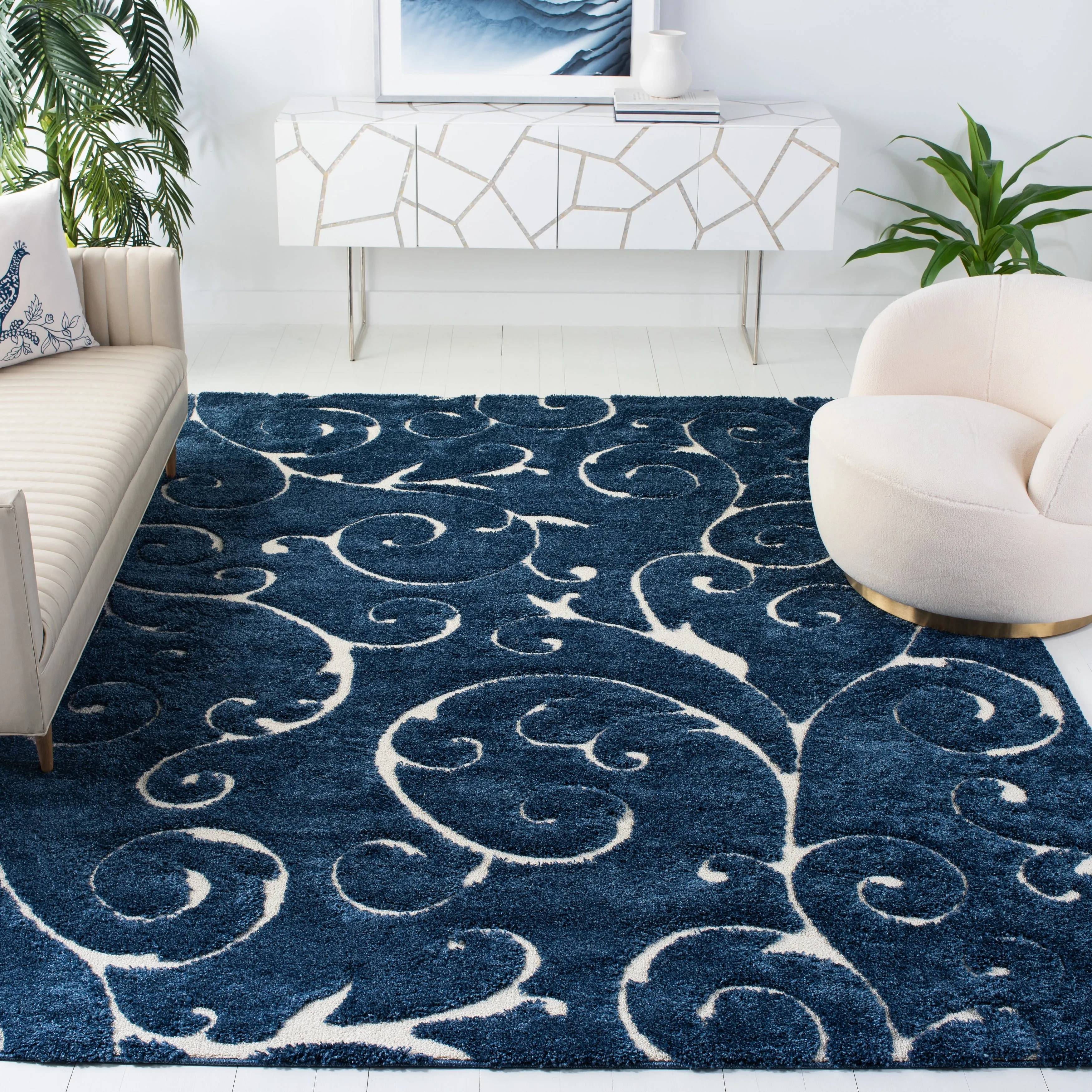 SAFAVIEH Florida Ryung Shag Scroll 1.2-inch Thick Textured Rug