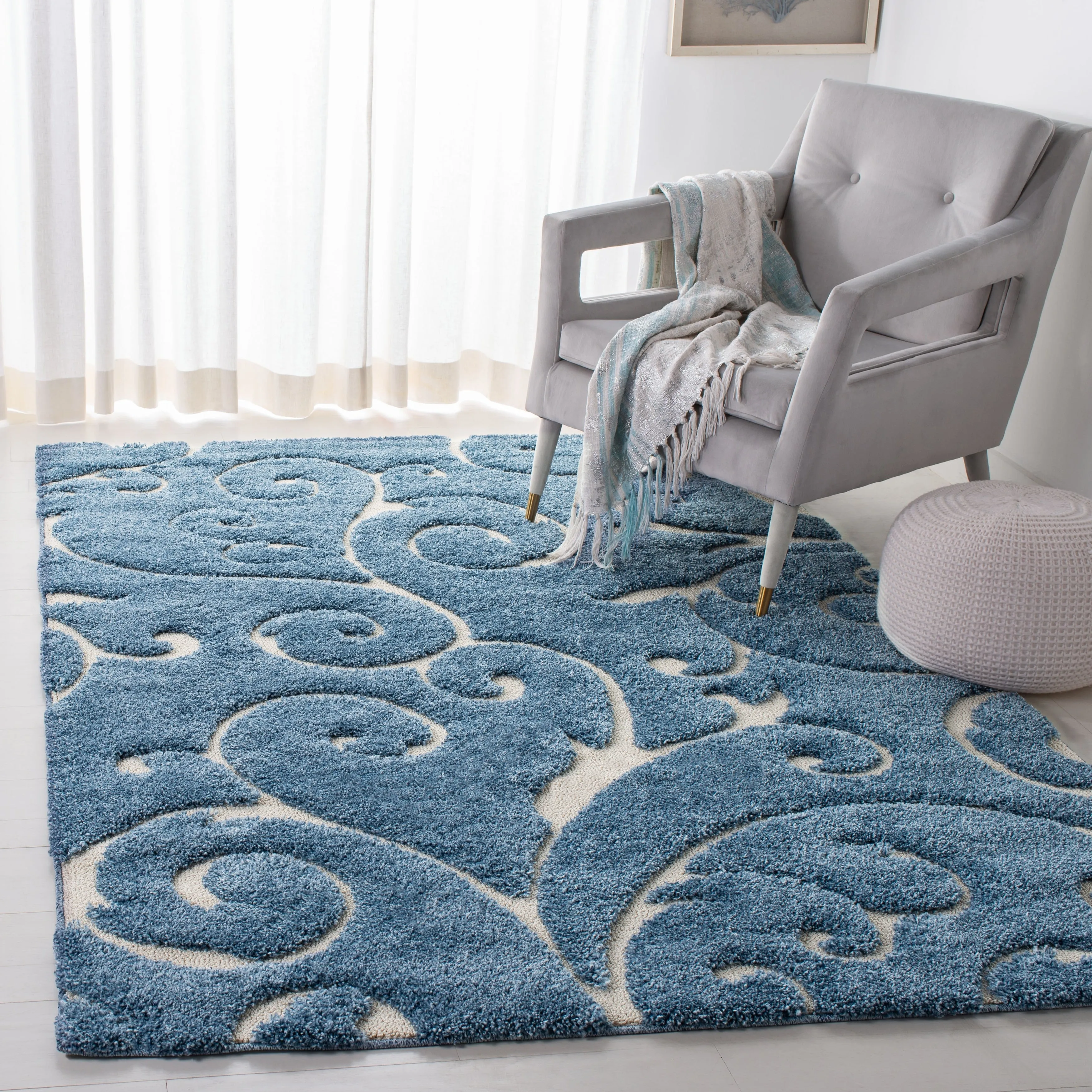 SAFAVIEH Florida Ryung Shag Scroll 1.2-inch Thick Textured Rug