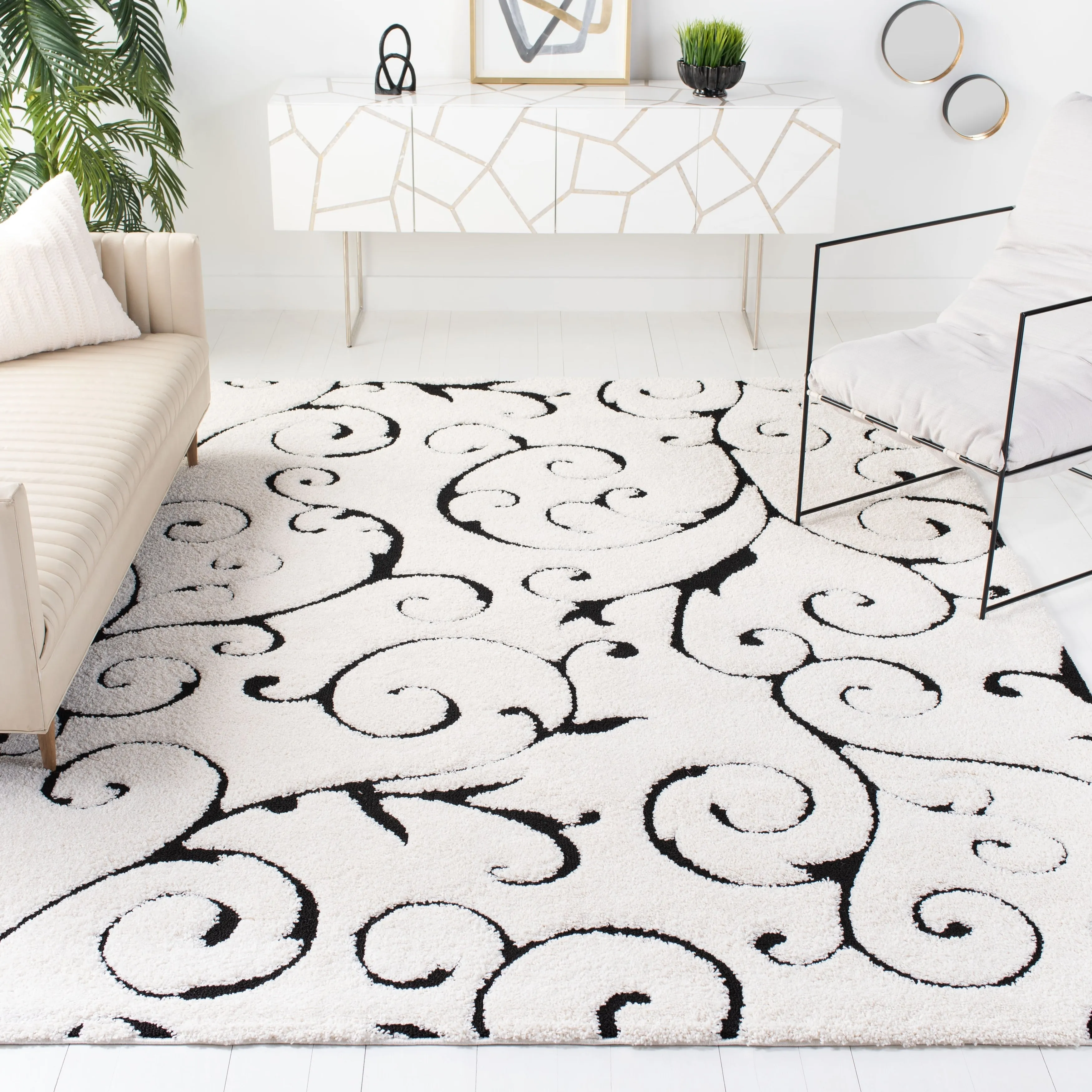 SAFAVIEH Florida Ryung Shag Scroll 1.2-inch Thick Textured Rug