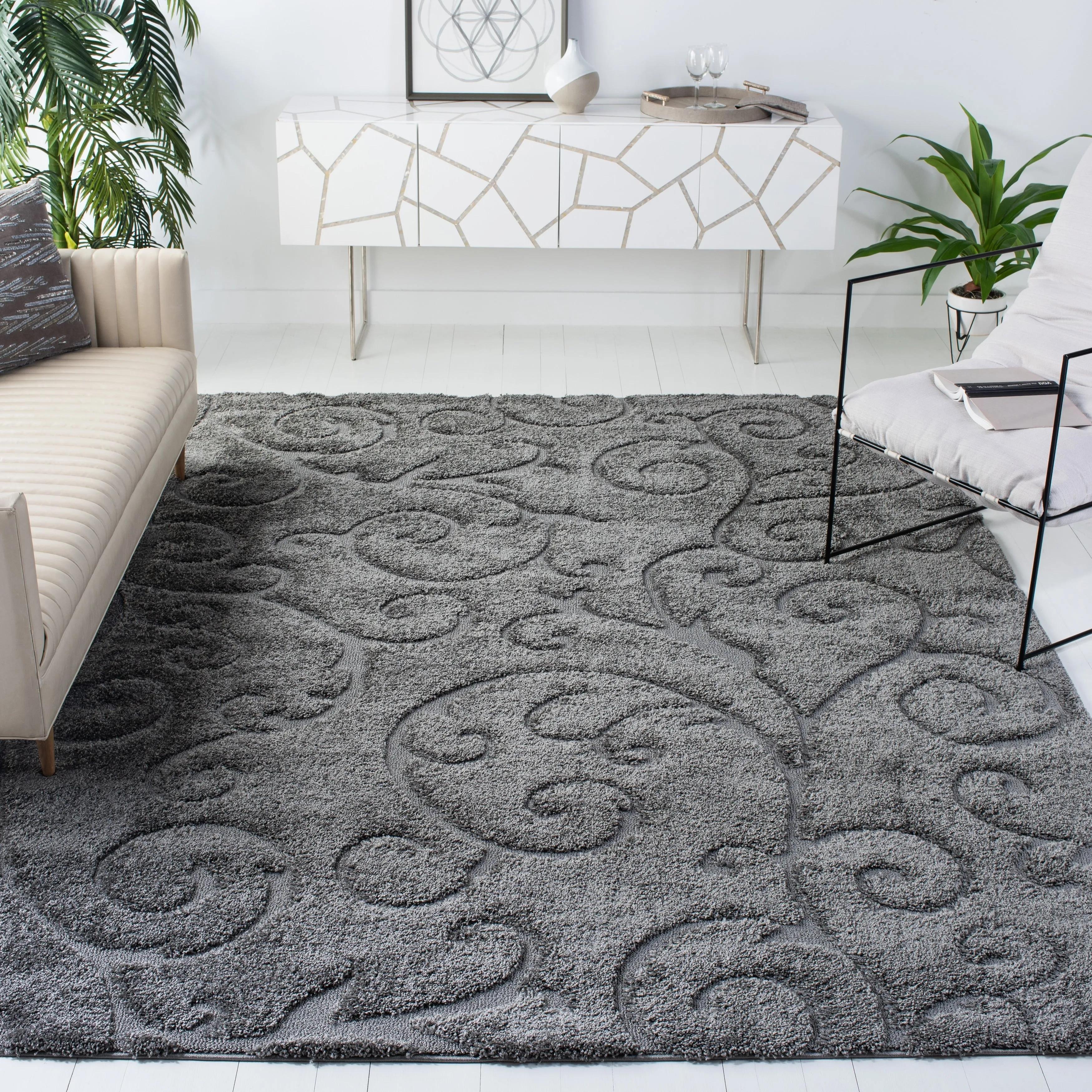 SAFAVIEH Florida Ryung Shag Scroll 1.2-inch Thick Textured Rug