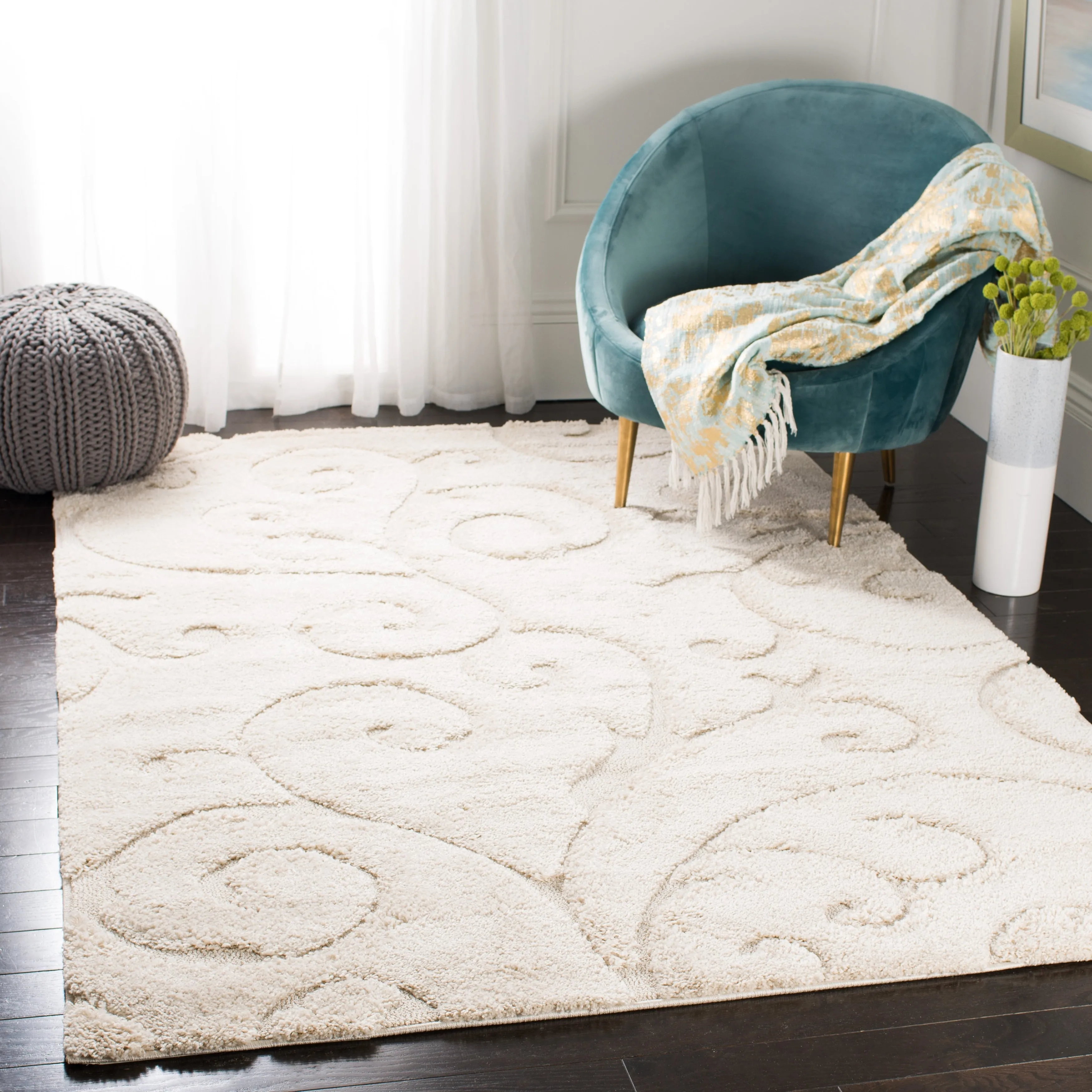 SAFAVIEH Florida Ryung Shag Scroll 1.2-inch Thick Textured Rug