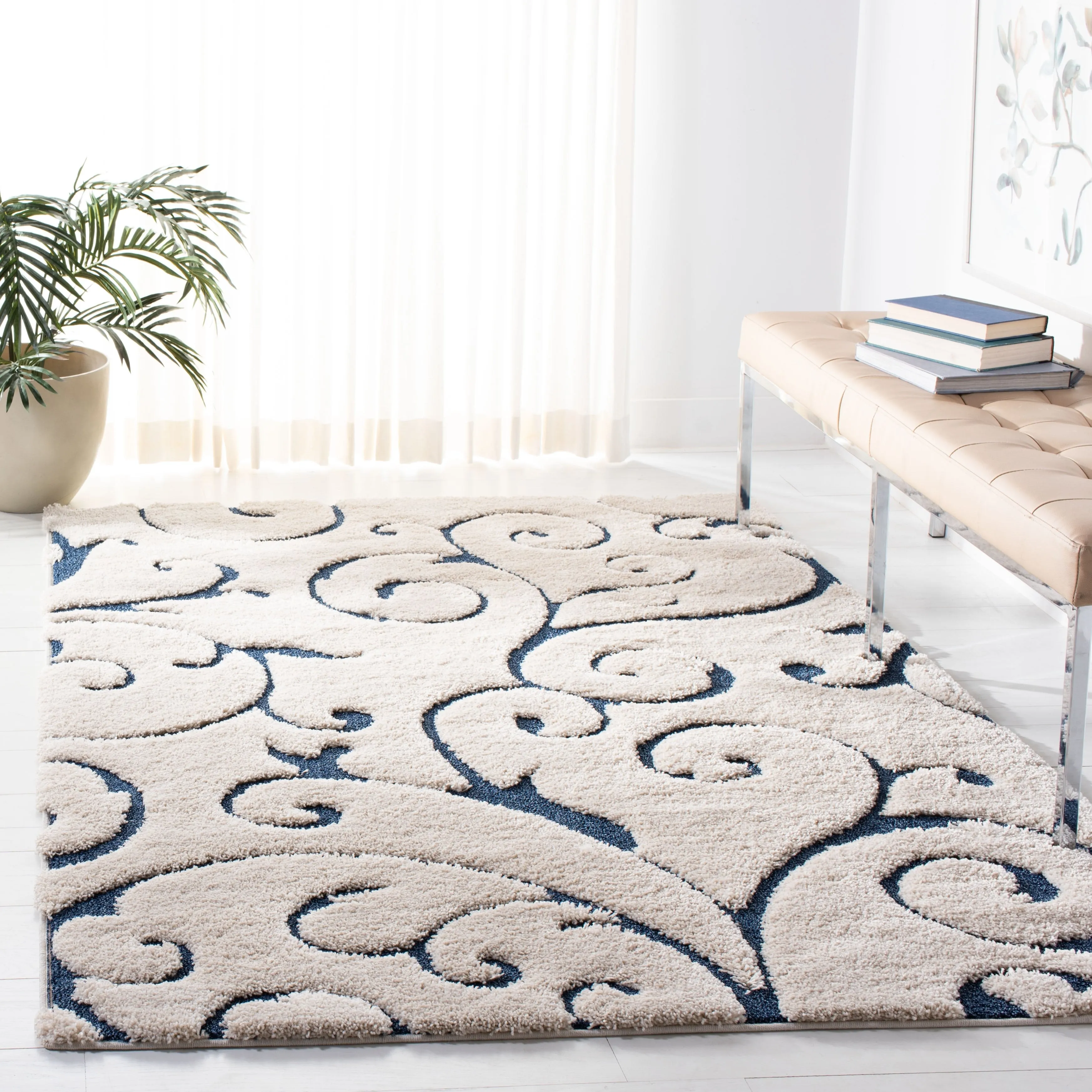 SAFAVIEH Florida Ryung Shag Scroll 1.2-inch Thick Textured Rug