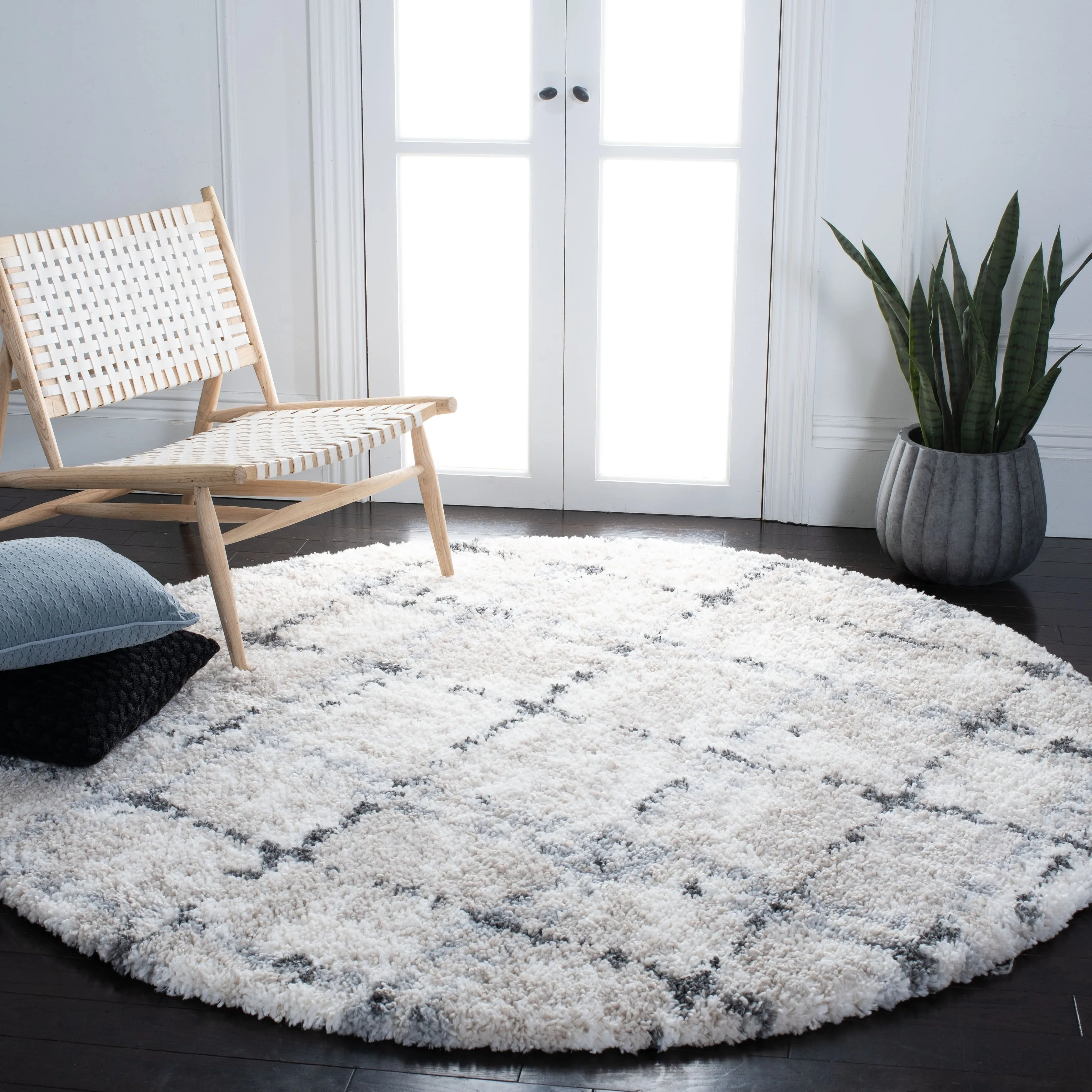 SAFAVIEH Fontana Shag Ashton Modern Check 2-inch Thick Rug