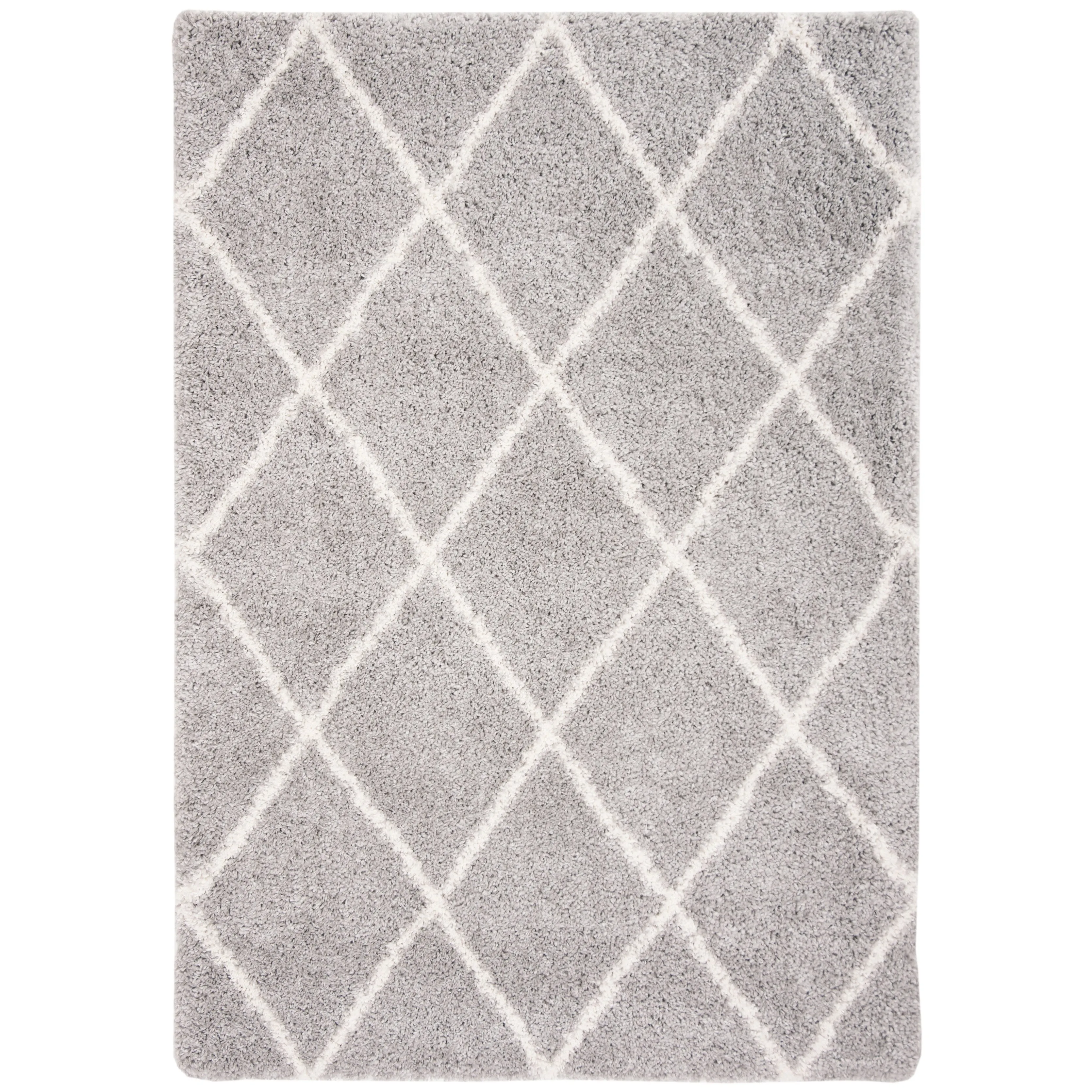 SAFAVIEH Fontana Shag Gabriela Trellis 2-inch Thick Rug - Grey/Cream - 5' 3 x 7' 6