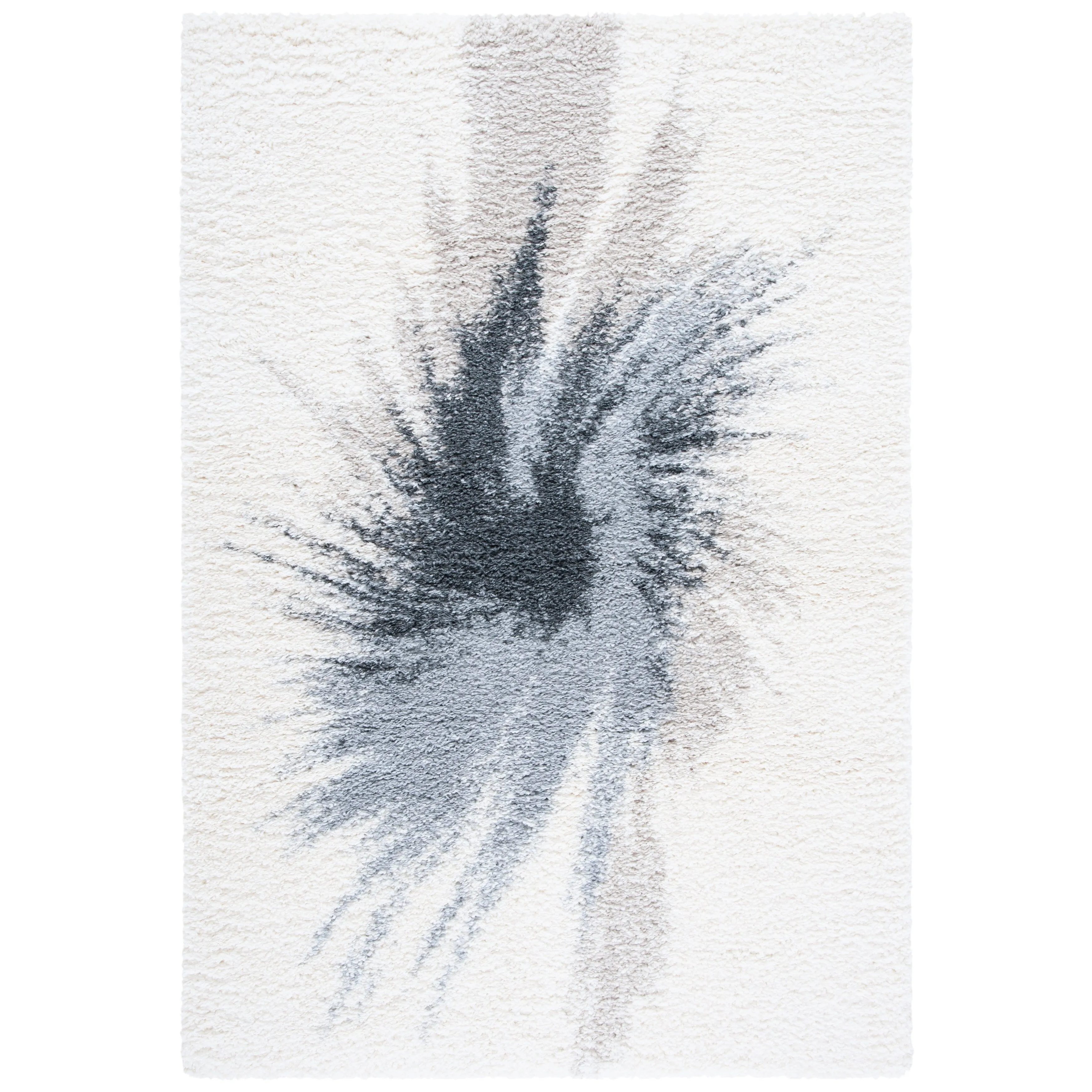 SAFAVIEH Fontana Shag Yaeko Modern Abstract 2-inch Thick Rug - Grey/Ivory - 5' 3 x 7' 6