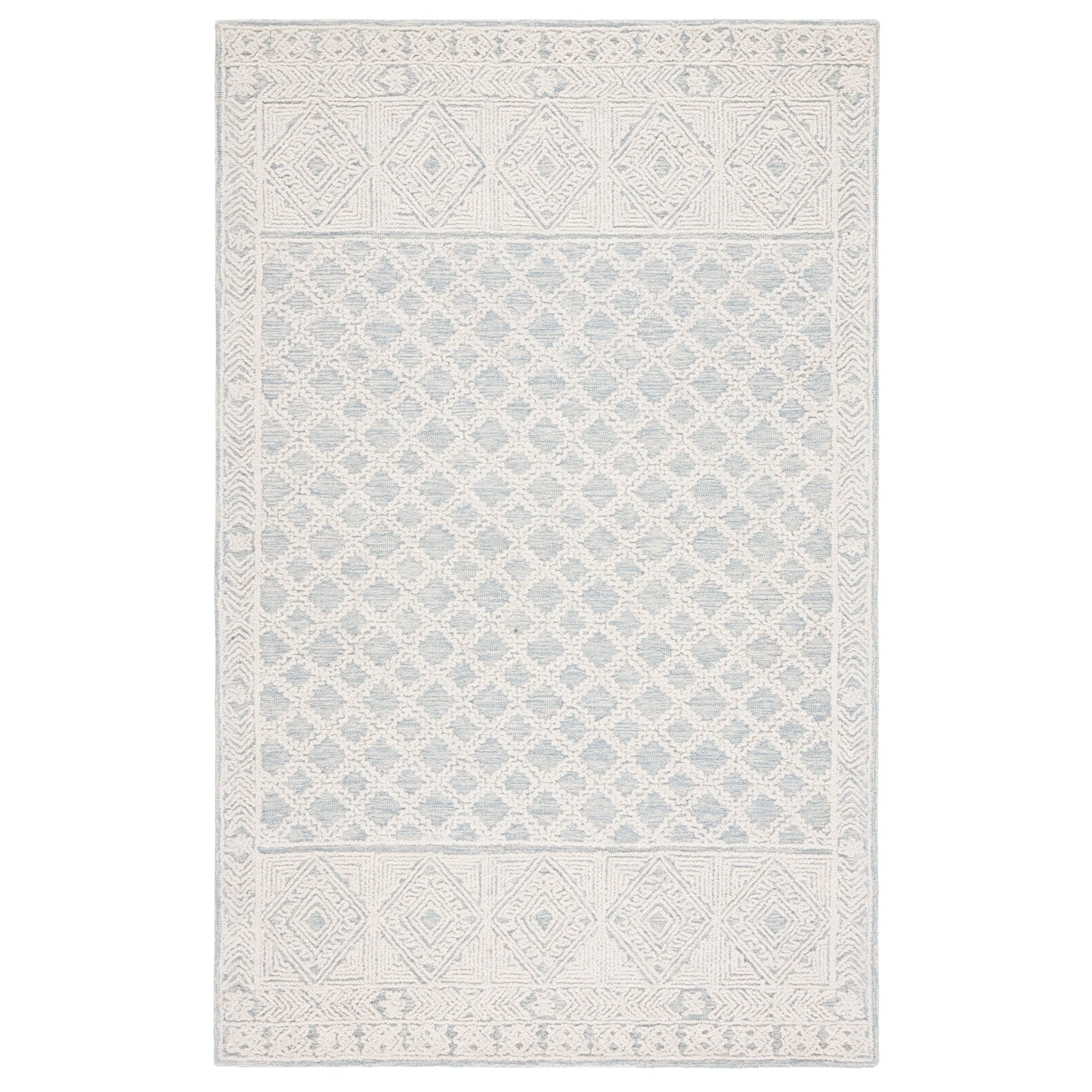 SAFAVIEH Handmade Abstract Lozena Contemporary Wool Rug - Blue/Ivory - 8' x 10'
