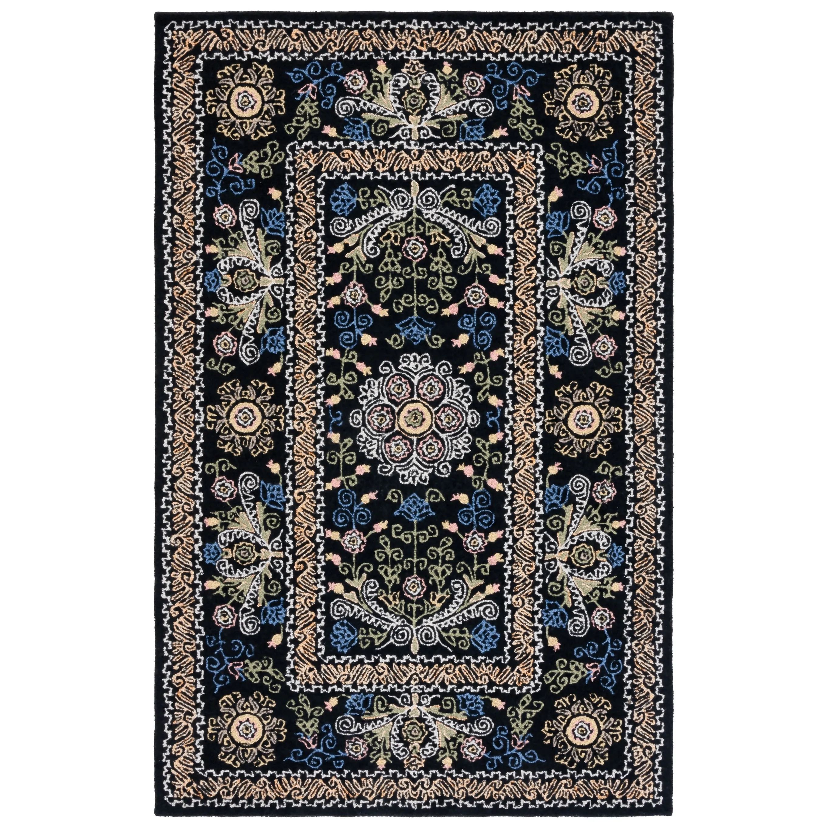 SAFAVIEH Handmade Celedonia Modern Medallion Micro-Loop Wool Area Rug