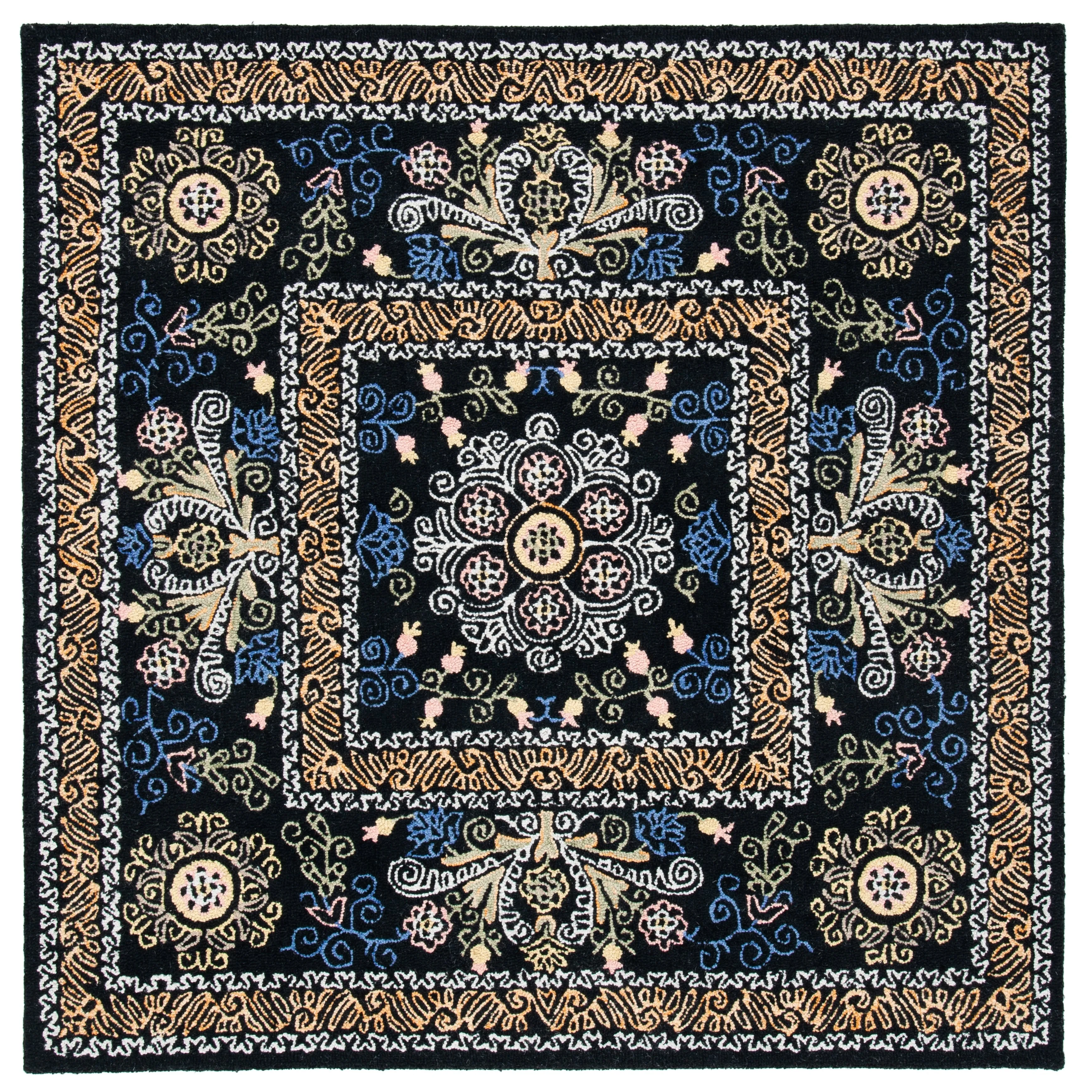SAFAVIEH Handmade Celedonia Modern Medallion Micro-Loop Wool Area Rug