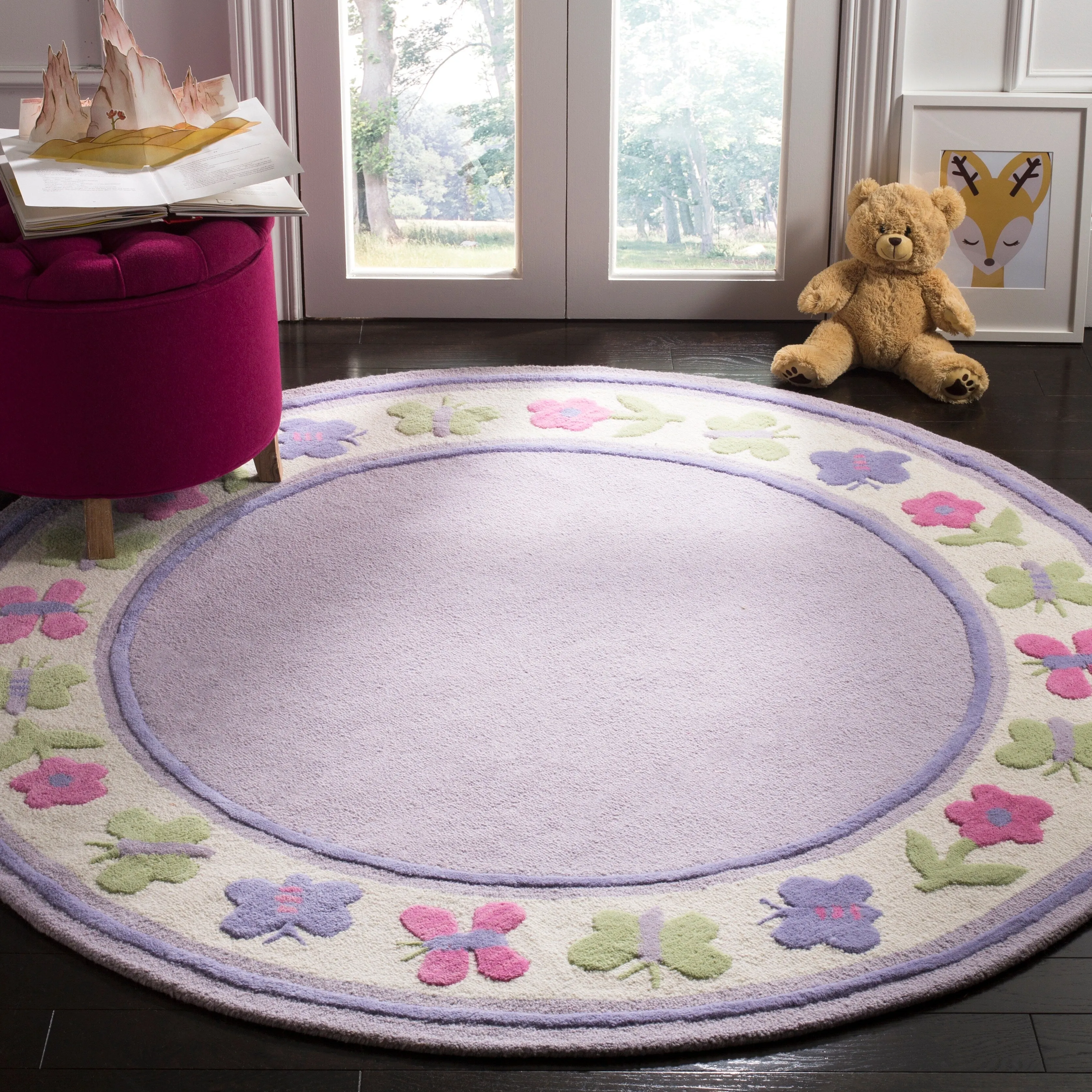 SAFAVIEH Handmade Children's Butterflies Garden Deogilde New Zealand Wool Rug