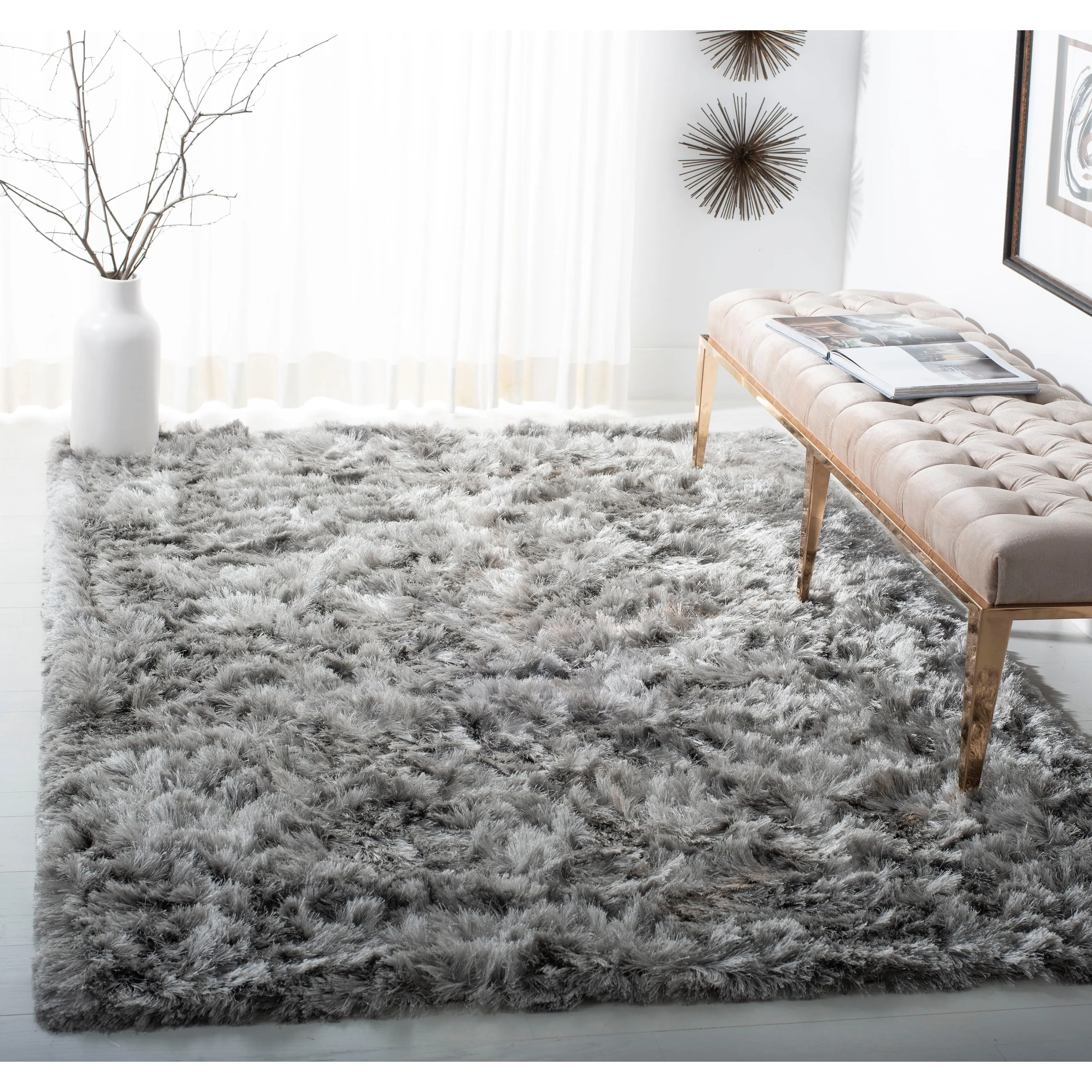 SAFAVIEH Handmade Ocean Shag Marilijn Glam 2.5-inch Thick Rug