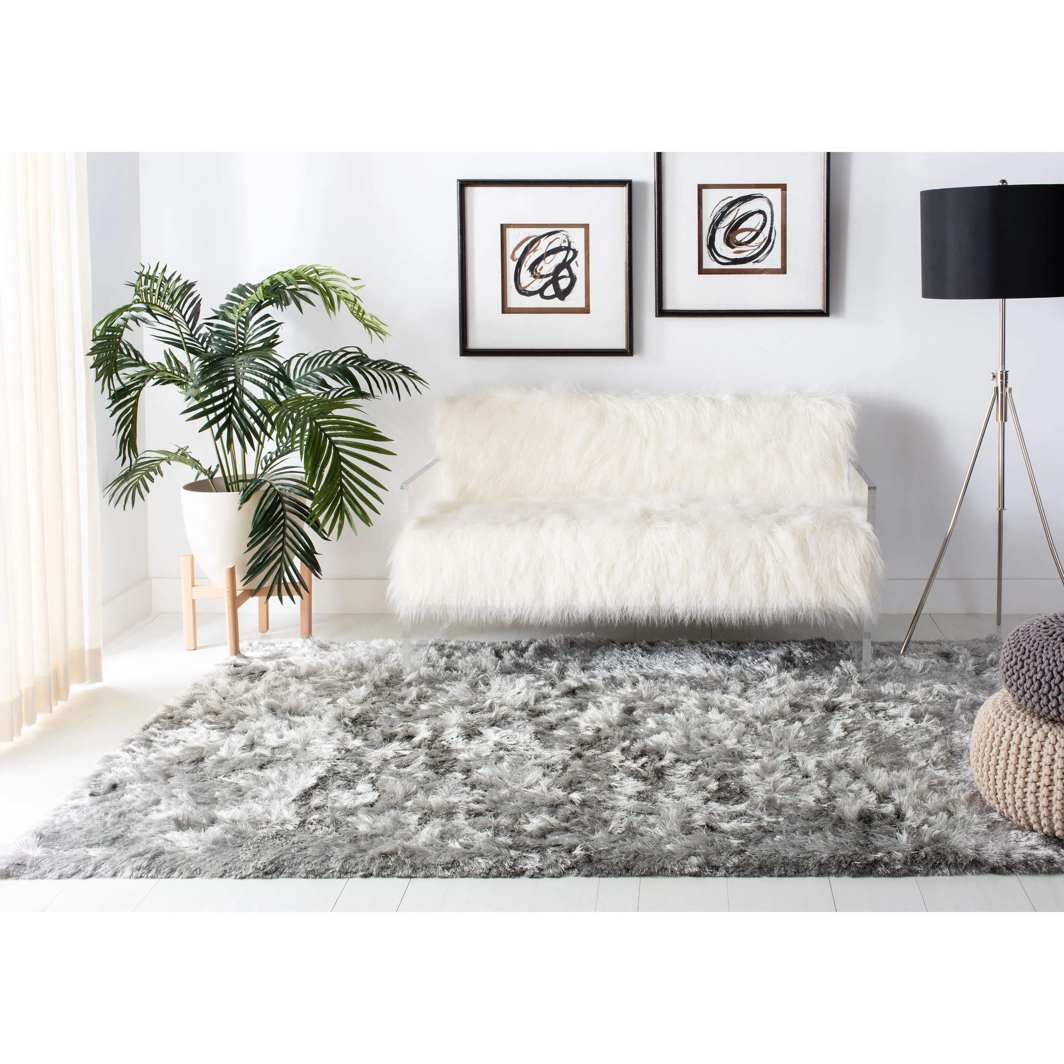 SAFAVIEH Handmade Ocean Shag Marilijn Glam 2.5-inch Thick Rug