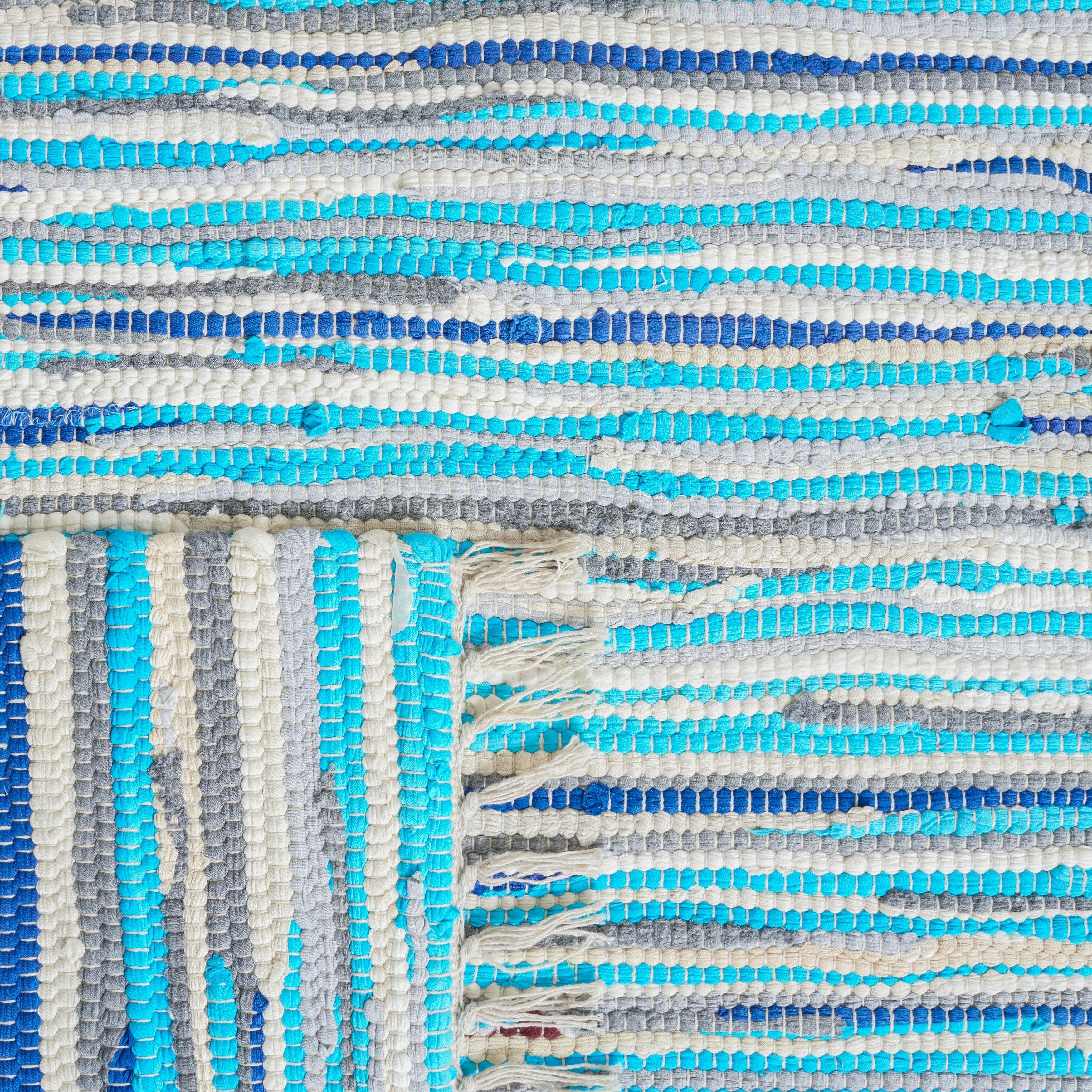 SAFAVIEH Handmade Rag Rug Velija Casual Stripe Cotton Rug - Turquoise/Multi - 6' x 9'