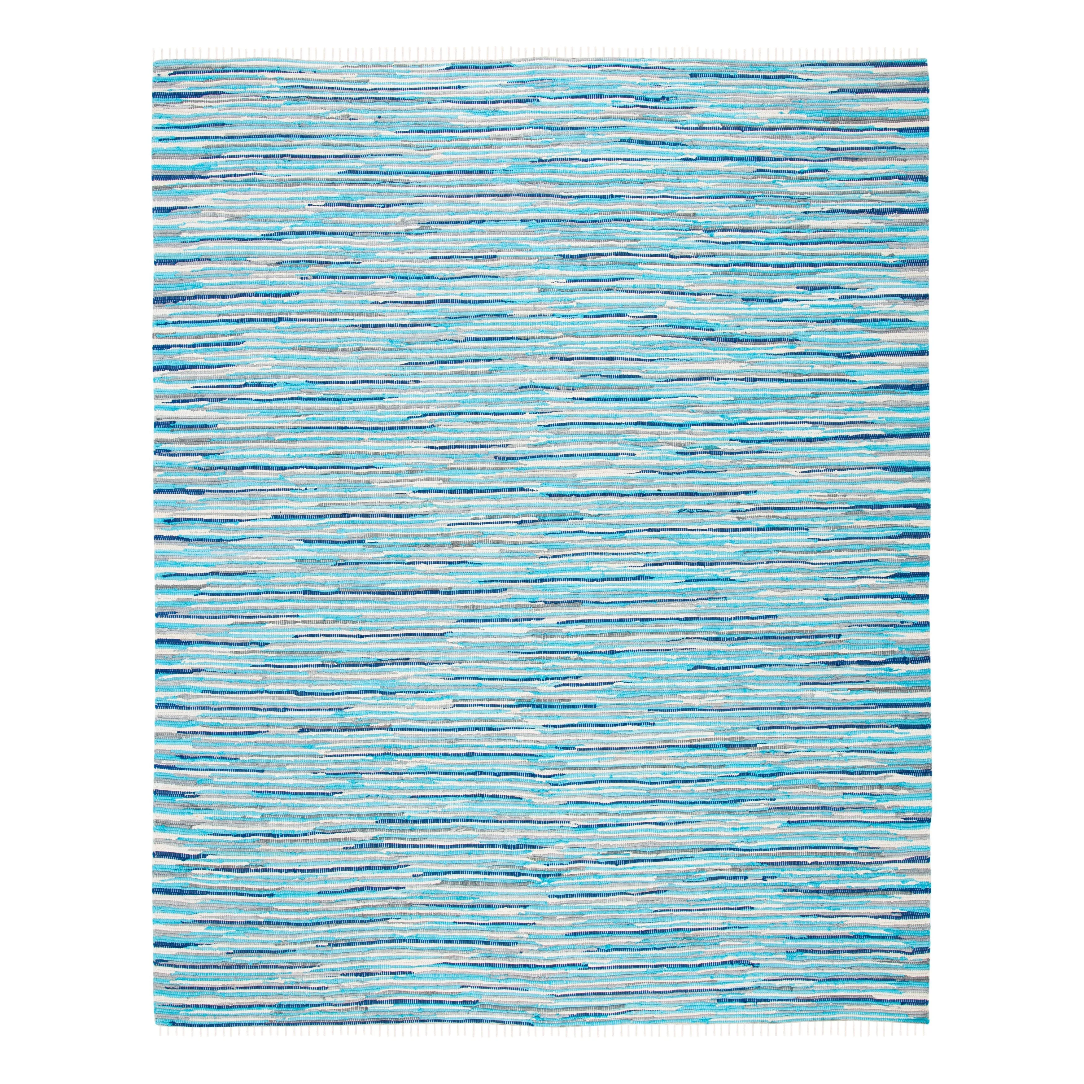 SAFAVIEH Handmade Rag Rug Velija Casual Stripe Cotton Rug - Turquoise/Multi - 6' x 9'
