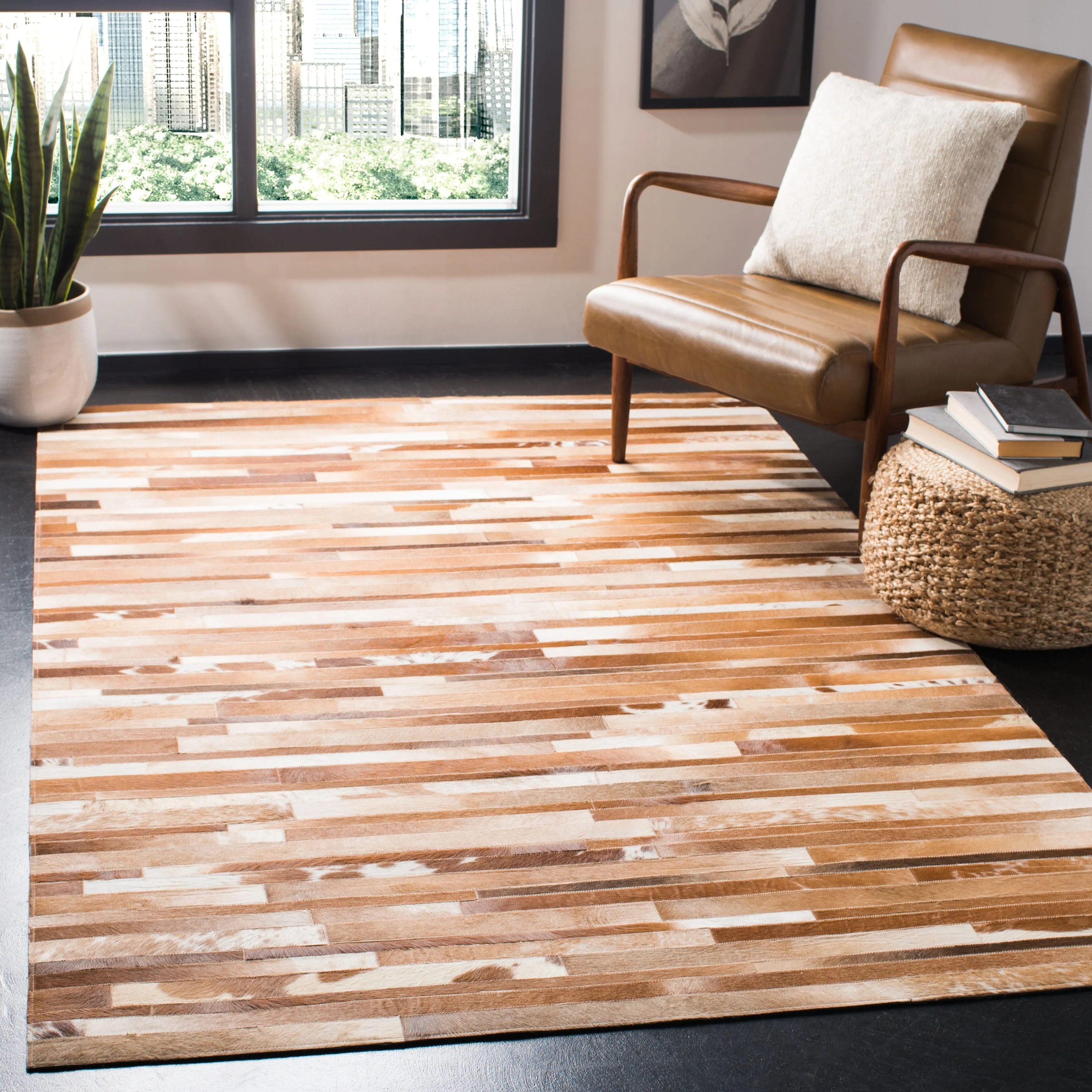 SAFAVIEH Handmade Studio Leather Tennille Modern Leather Rug