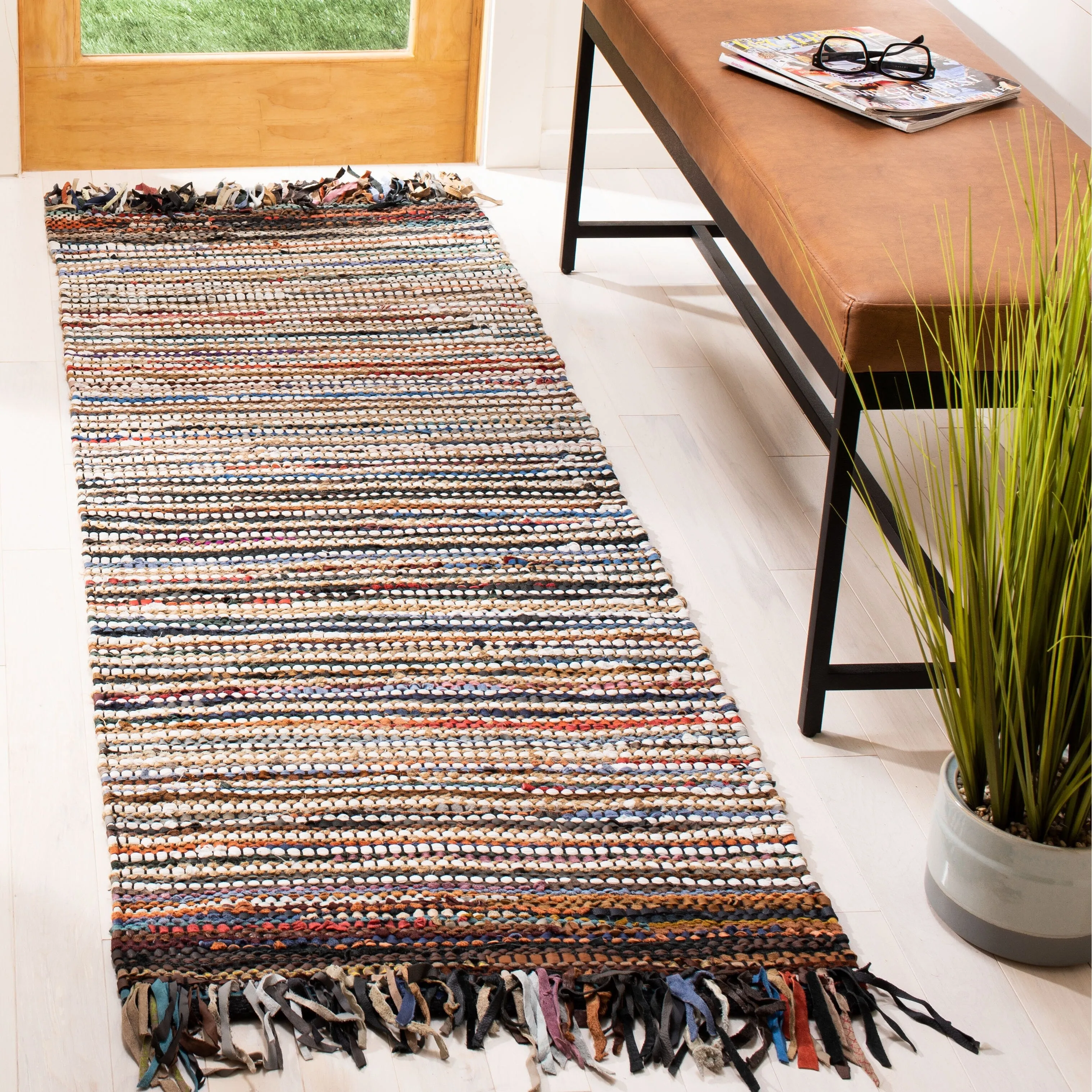SAFAVIEH Handmade Vintage Boho Leather Lia Modern Stripe Leather