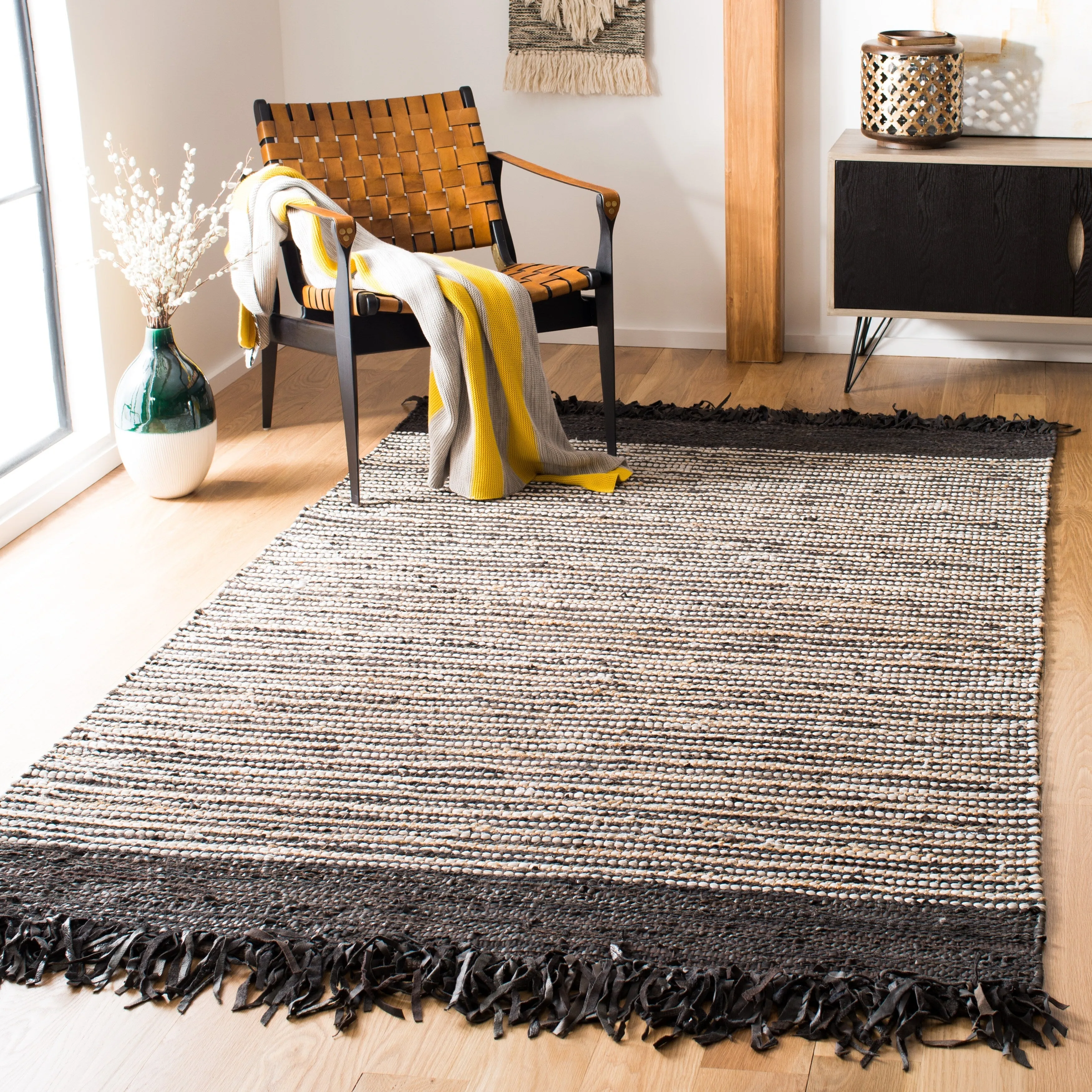 SAFAVIEH Handmade Vintage Boho Leather Lia Modern Stripe Leather