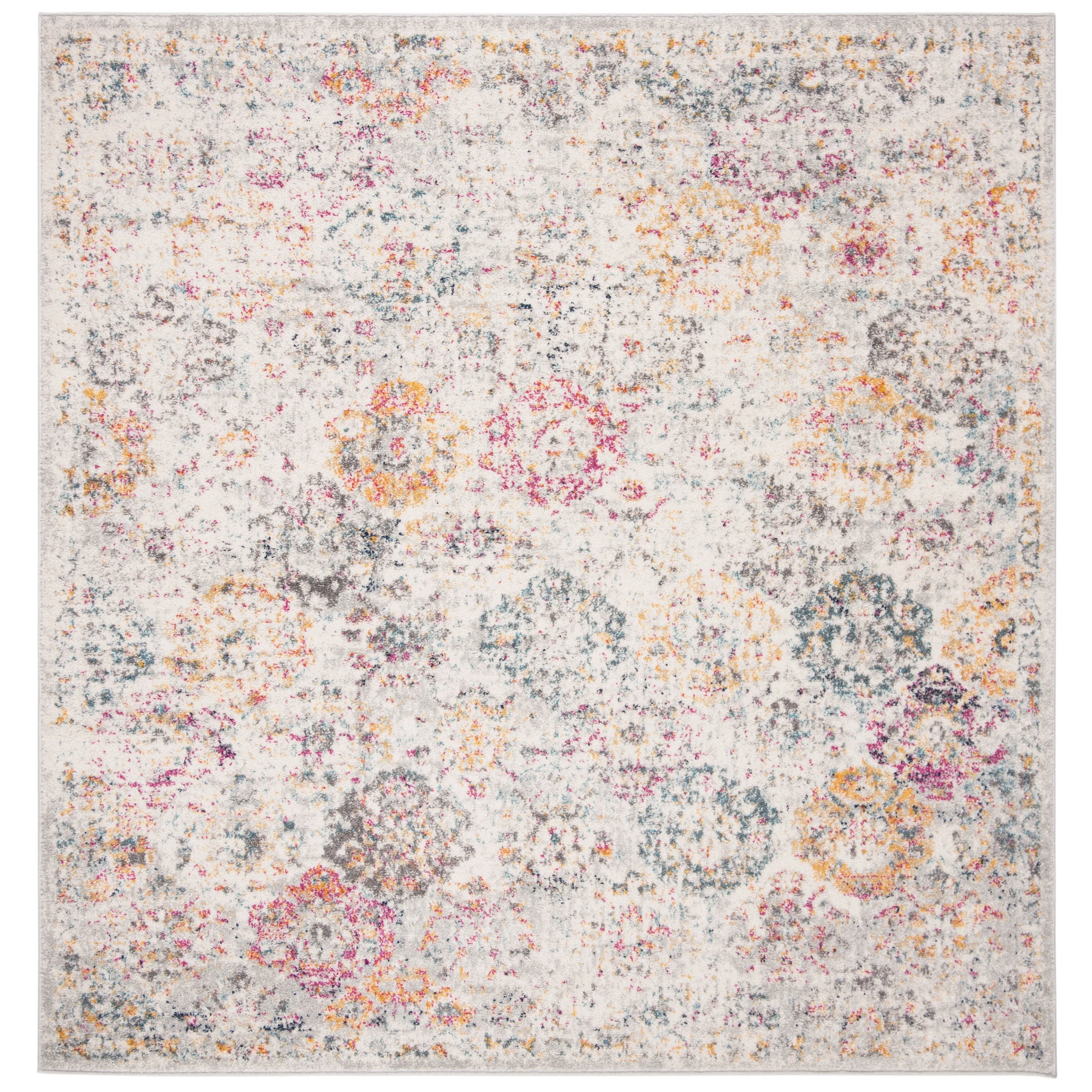 SAFAVIEH Madison Avery Boho Chic Distressed Area Rug - Grey/Gold - 5'3 Square