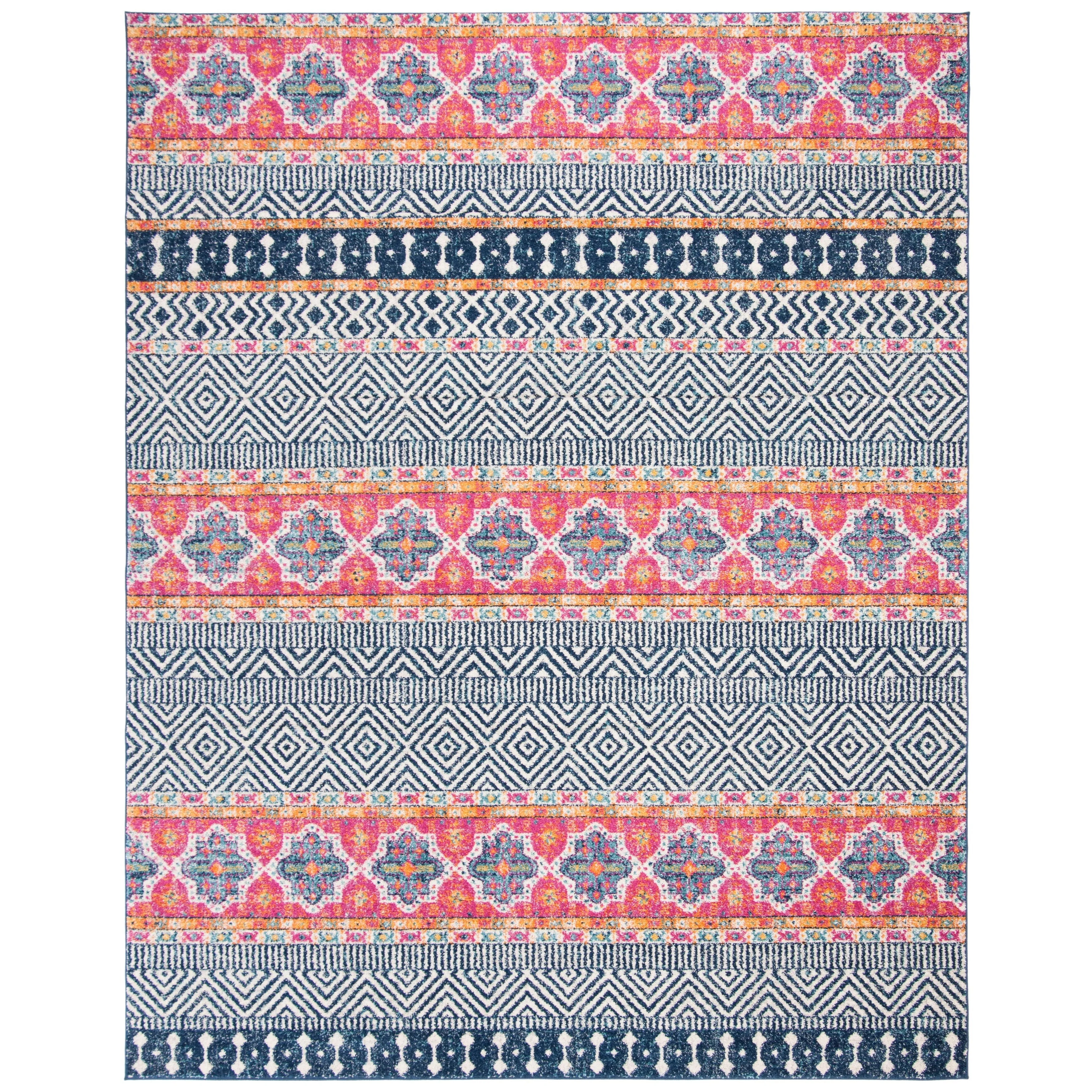 SAFAVIEH Madison Cleo Boho Chic Rug - Navy/Ivory - 6' 7 x 9' 2