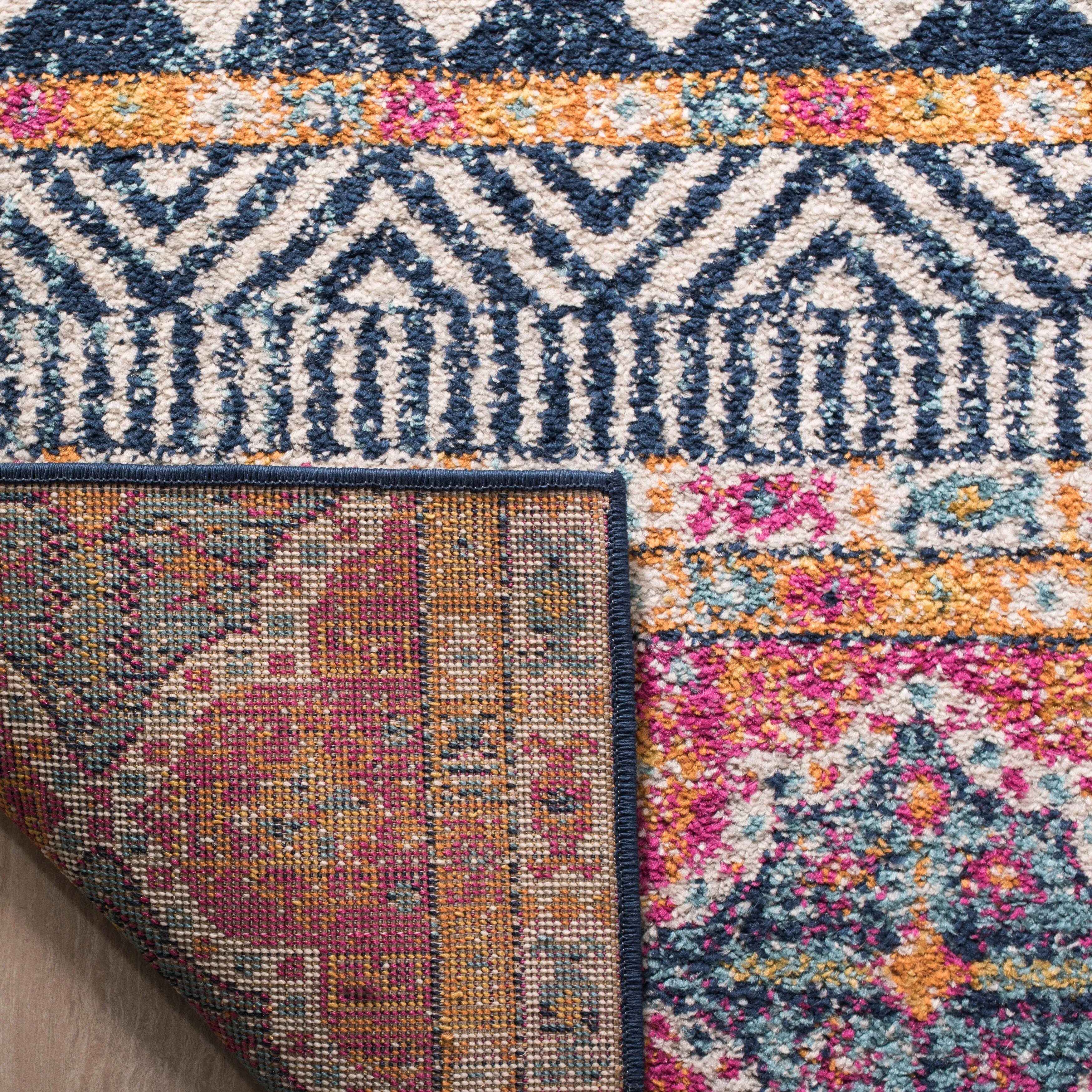 SAFAVIEH Madison Cleo Boho Chic Rug - Navy/Ivory - 6' 7 x 9' 2