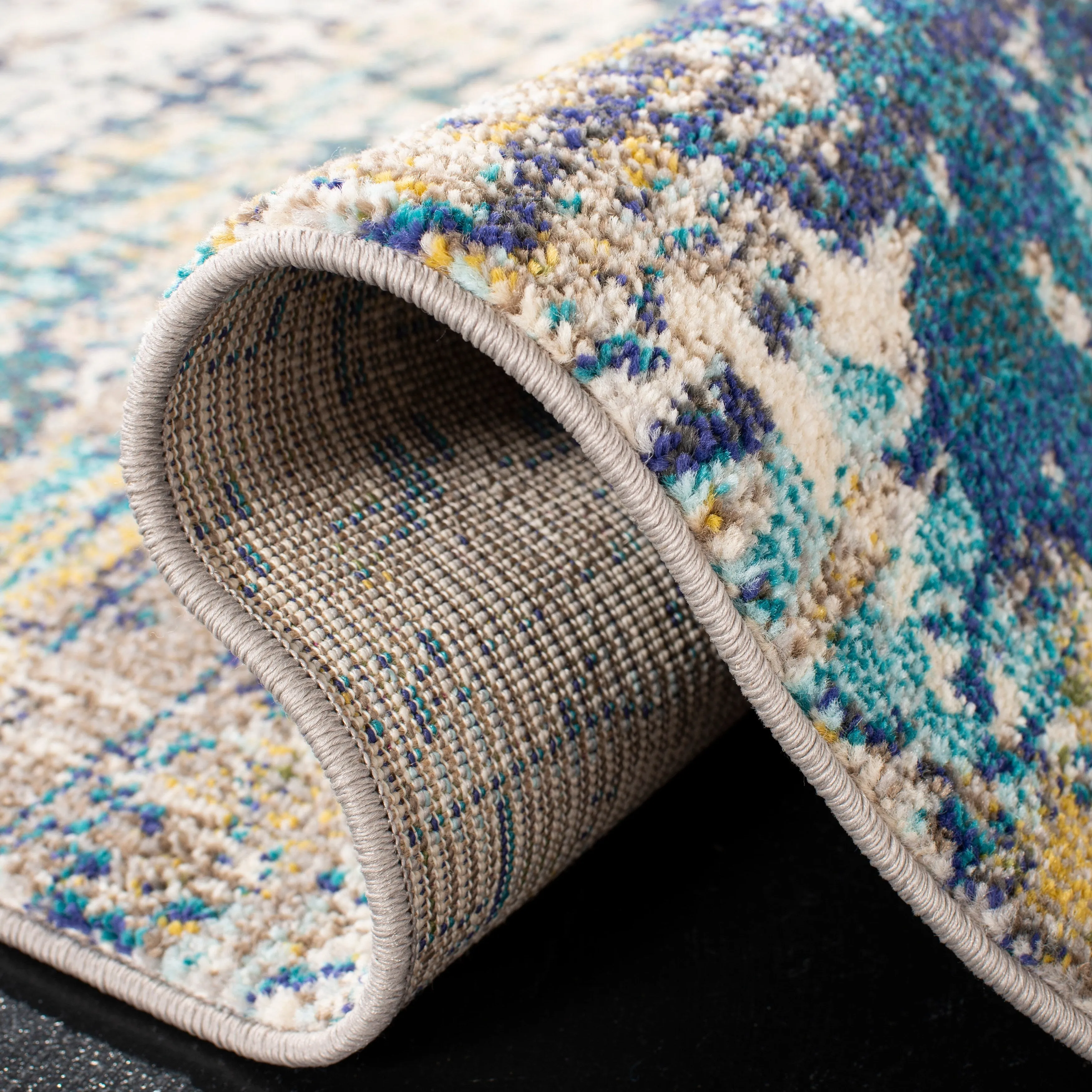 SAFAVIEH Madison Miloslava Modern Abstract Rug - Cream/Blue - 9' x 12'