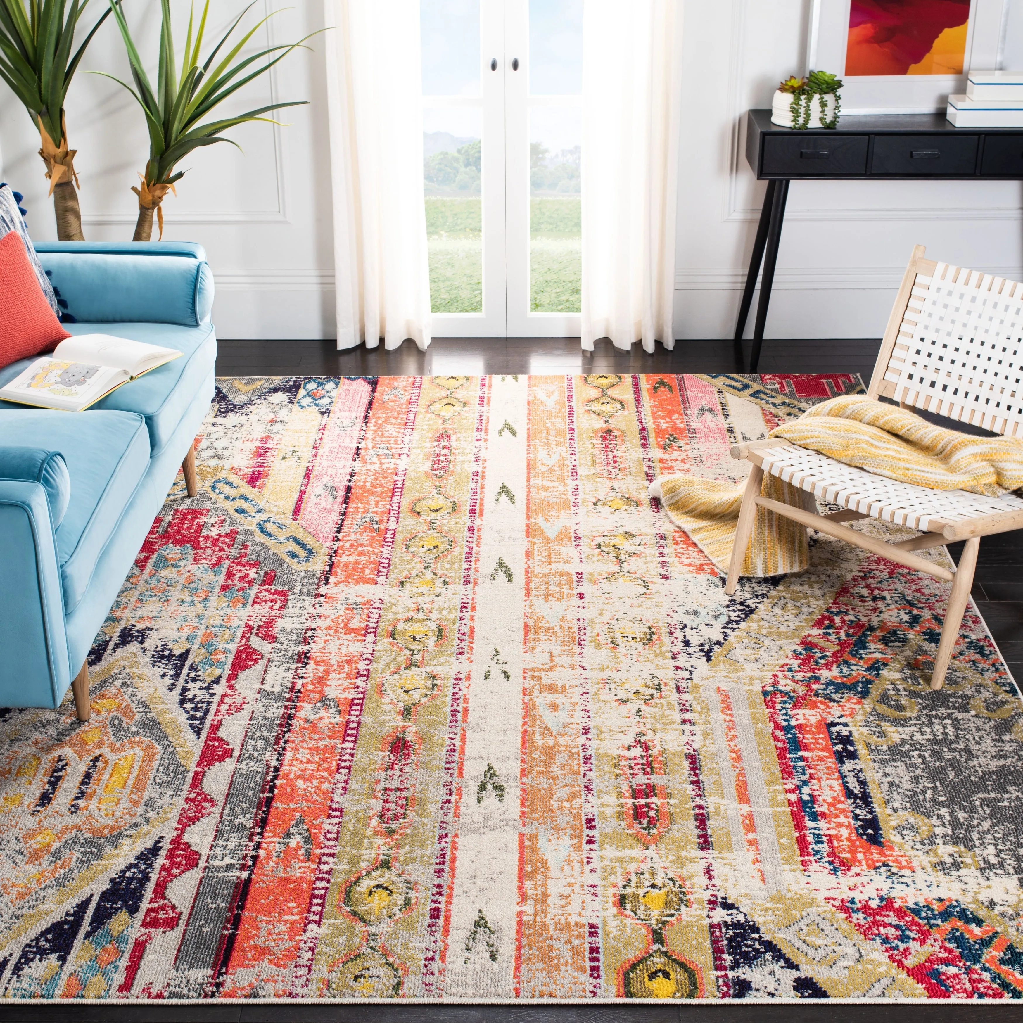 SAFAVIEH. Madison Sonya Abstract Boho Distressed Rug