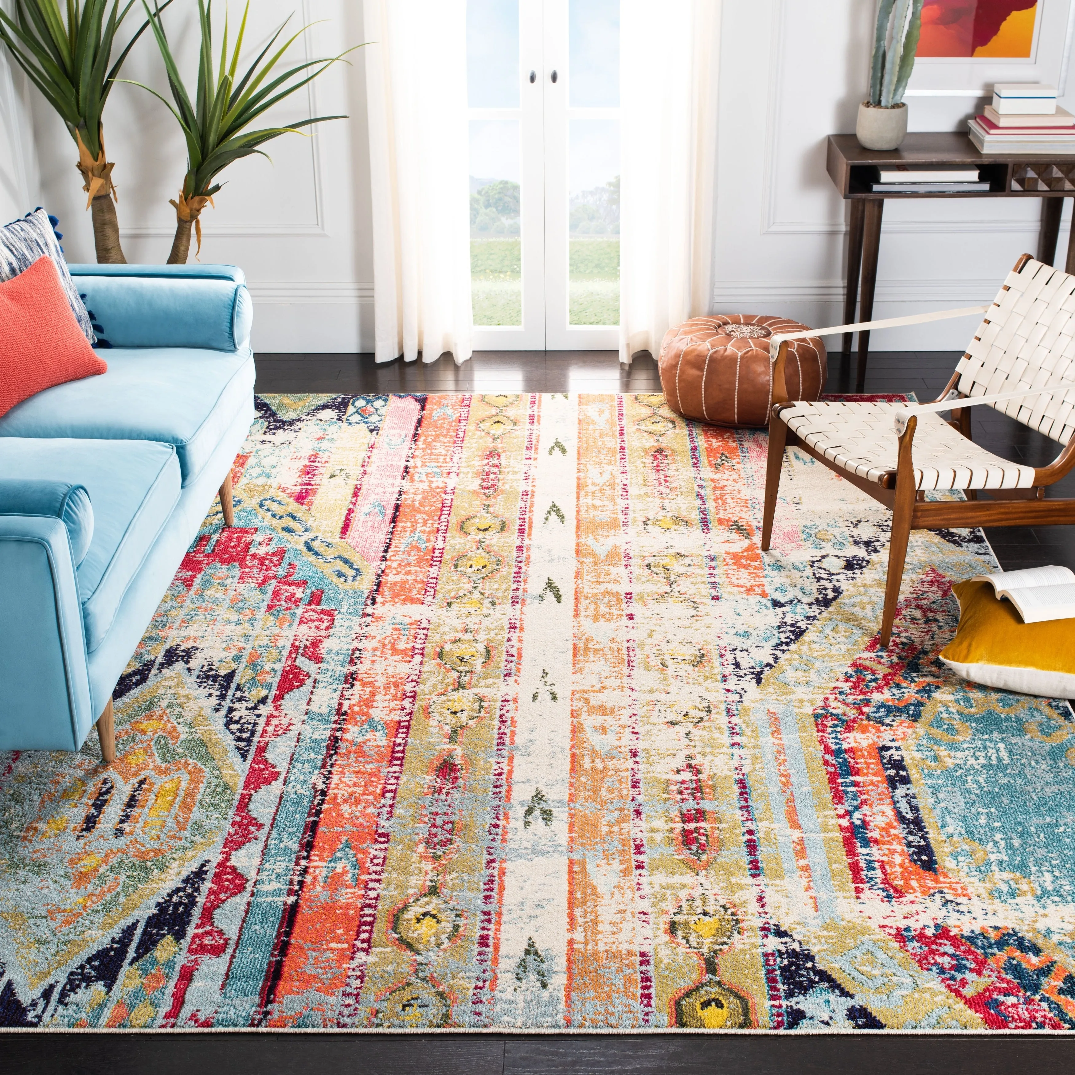 SAFAVIEH. Madison Sonya Abstract Boho Distressed Rug