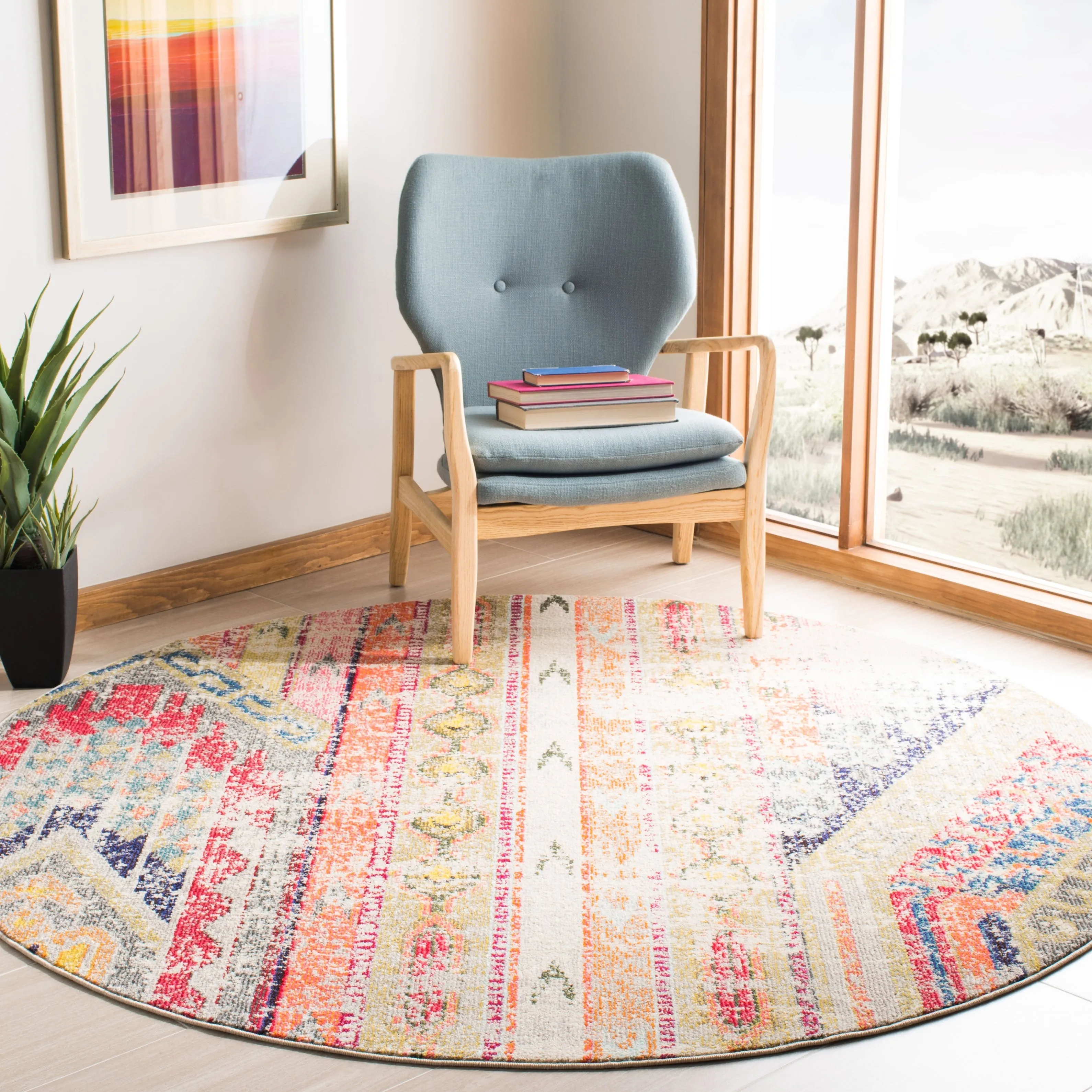 SAFAVIEH. Madison Sonya Abstract Boho Distressed Rug
