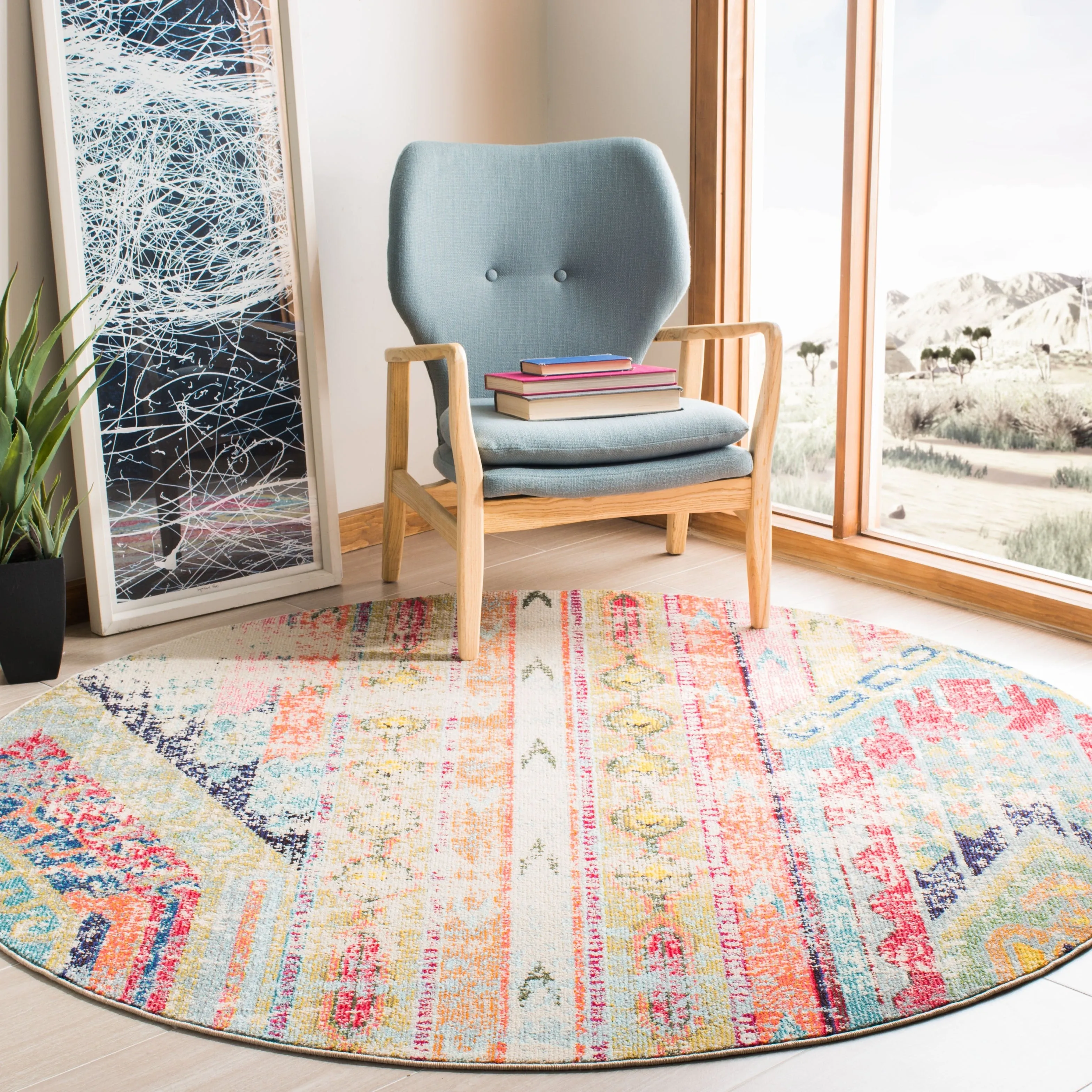 SAFAVIEH. Madison Sonya Abstract Boho Distressed Rug