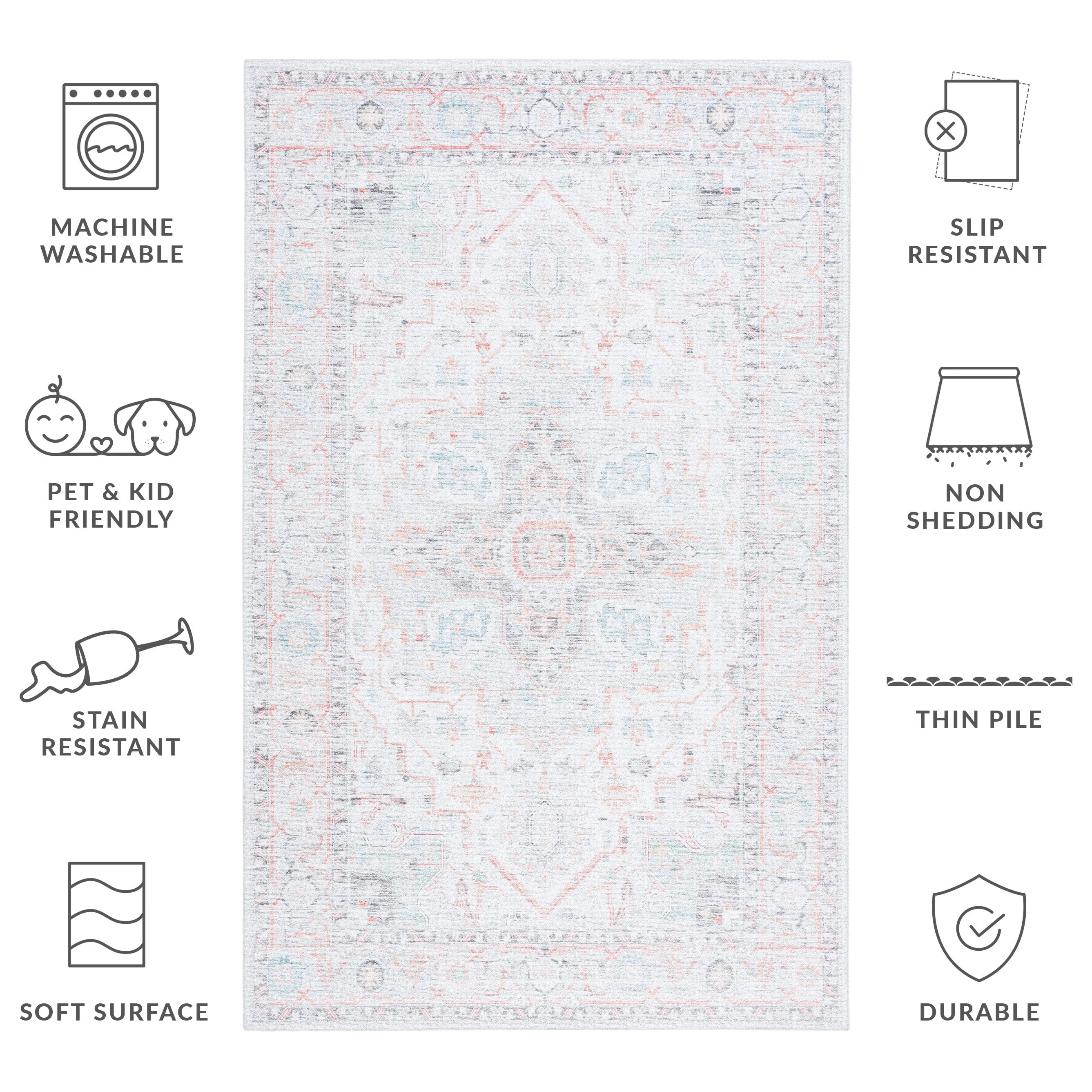SAFAVIEH Tucson Ava Machine Washable Slip Resistant Shabby Chic