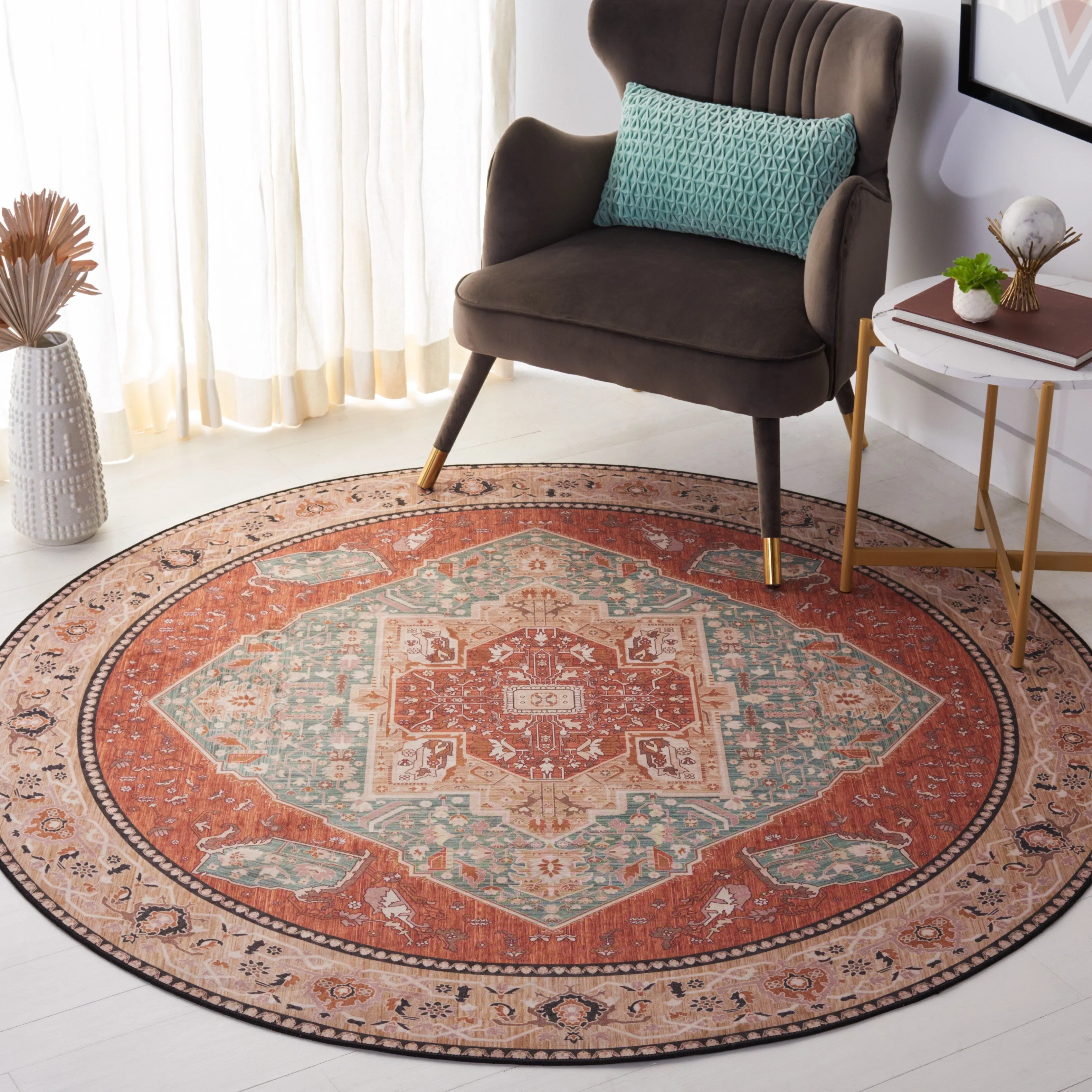 SAFAVIEH Tucson Machine Washable Slip Resistant Dessa Traditional Rug