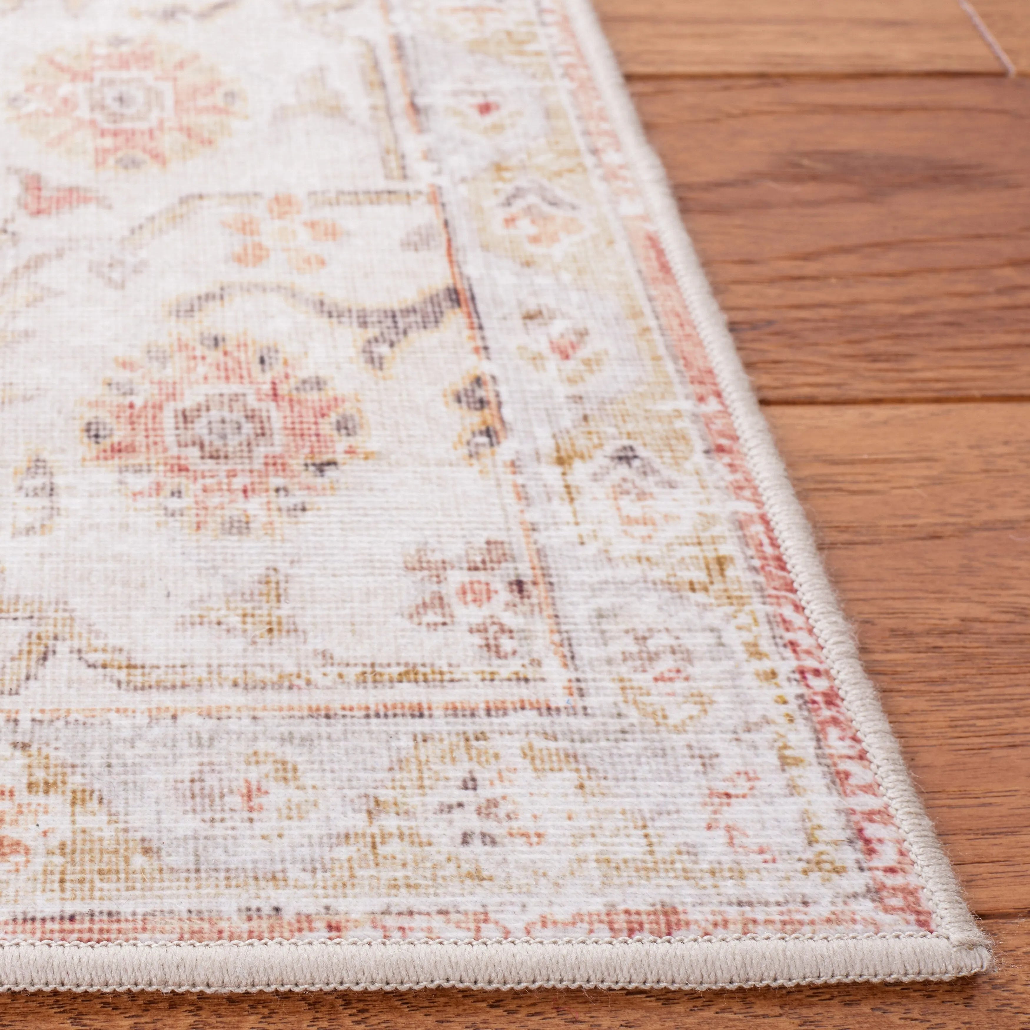 SAFAVIEH Tucson Machine Washable Slip Resistant Korneliya Oriental Medallion Rug - Light Grey/Rust - 5' x 8'