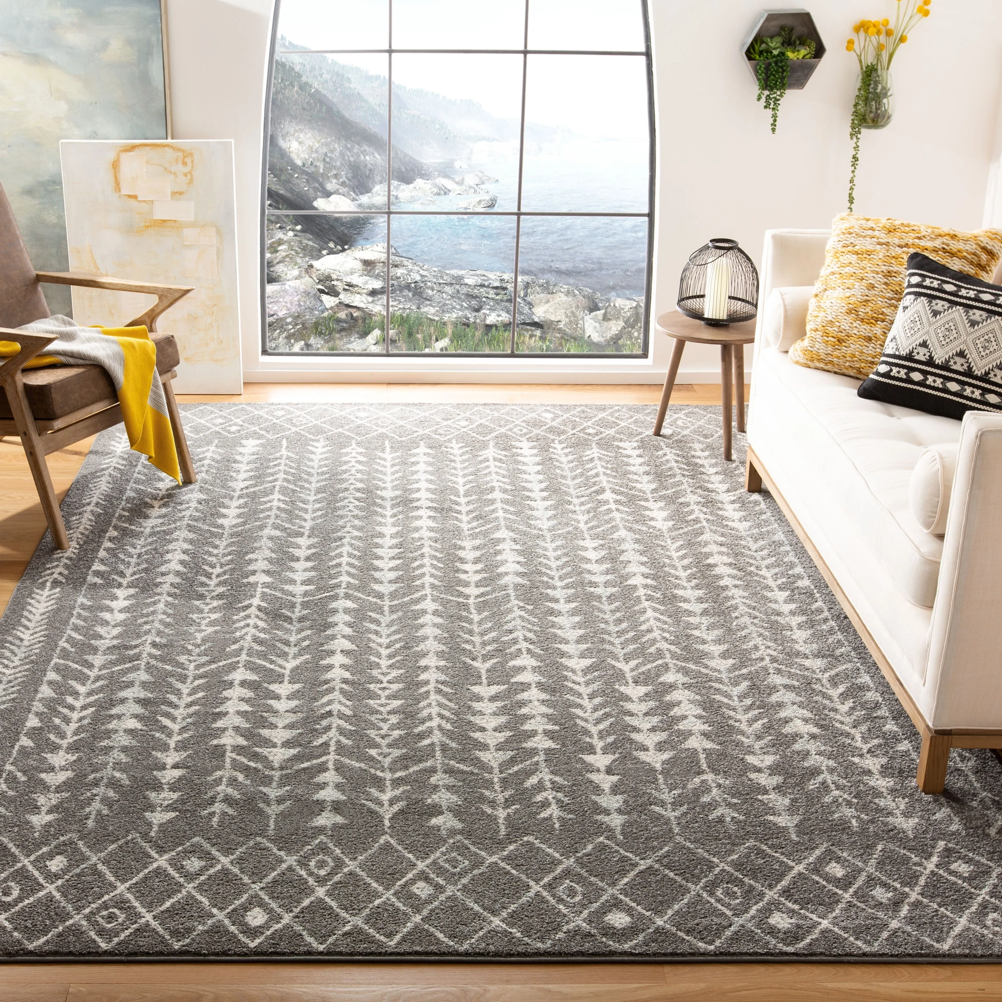 SAFAVIEH Tulum Sharie Moroccan Boho Rug - Dark Grey/Ivory - 8' x 10'