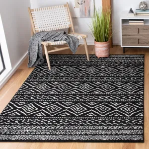 SAFAVIEH Tulum Shima Moroccan Boho Distressed Rug - Black/Ivory - 9' x 12'