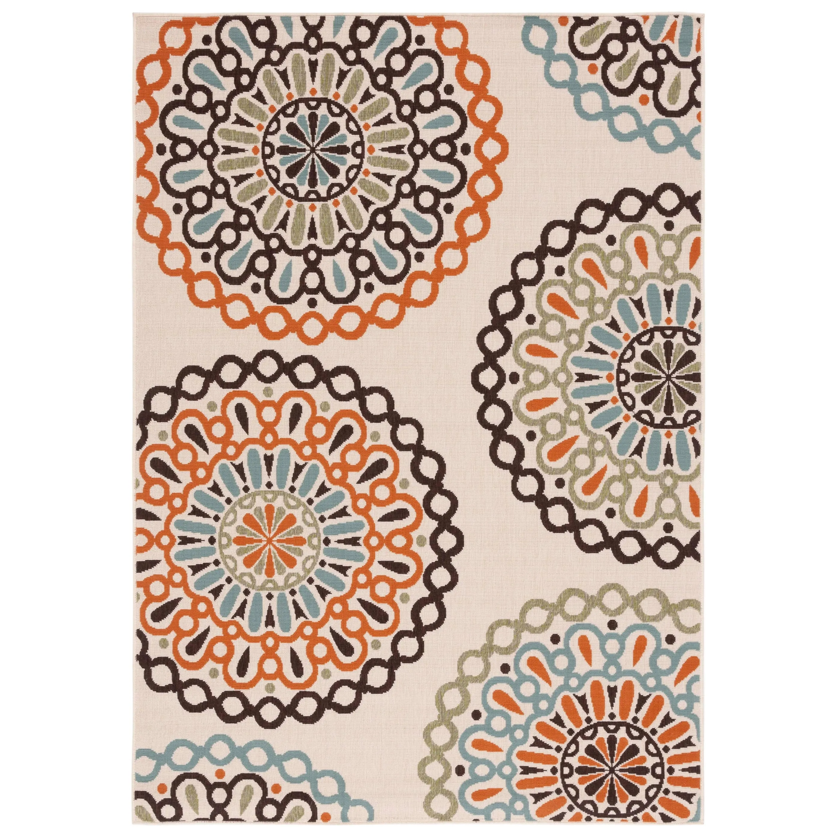 SAFAVIEH Veranda Felizitas Geometric Medallion Indoor/Outdoor Area Rug - Cream/Terracotta - 5'3 x 7'7