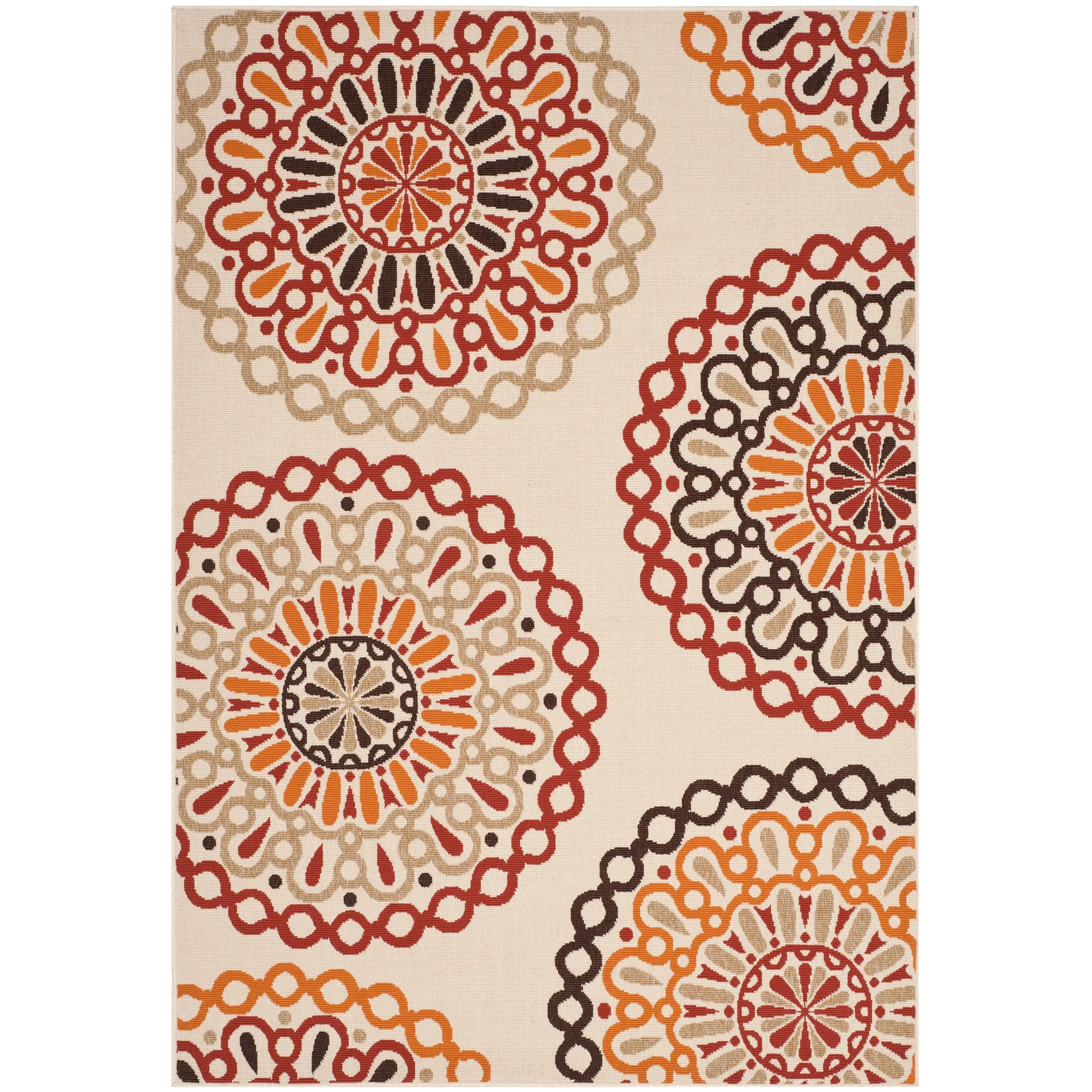 SAFAVIEH Veranda Felizitas Geometric Medallion Indoor/Outdoor Area Rug - Cream/Terracotta - 5'3 x 7'7