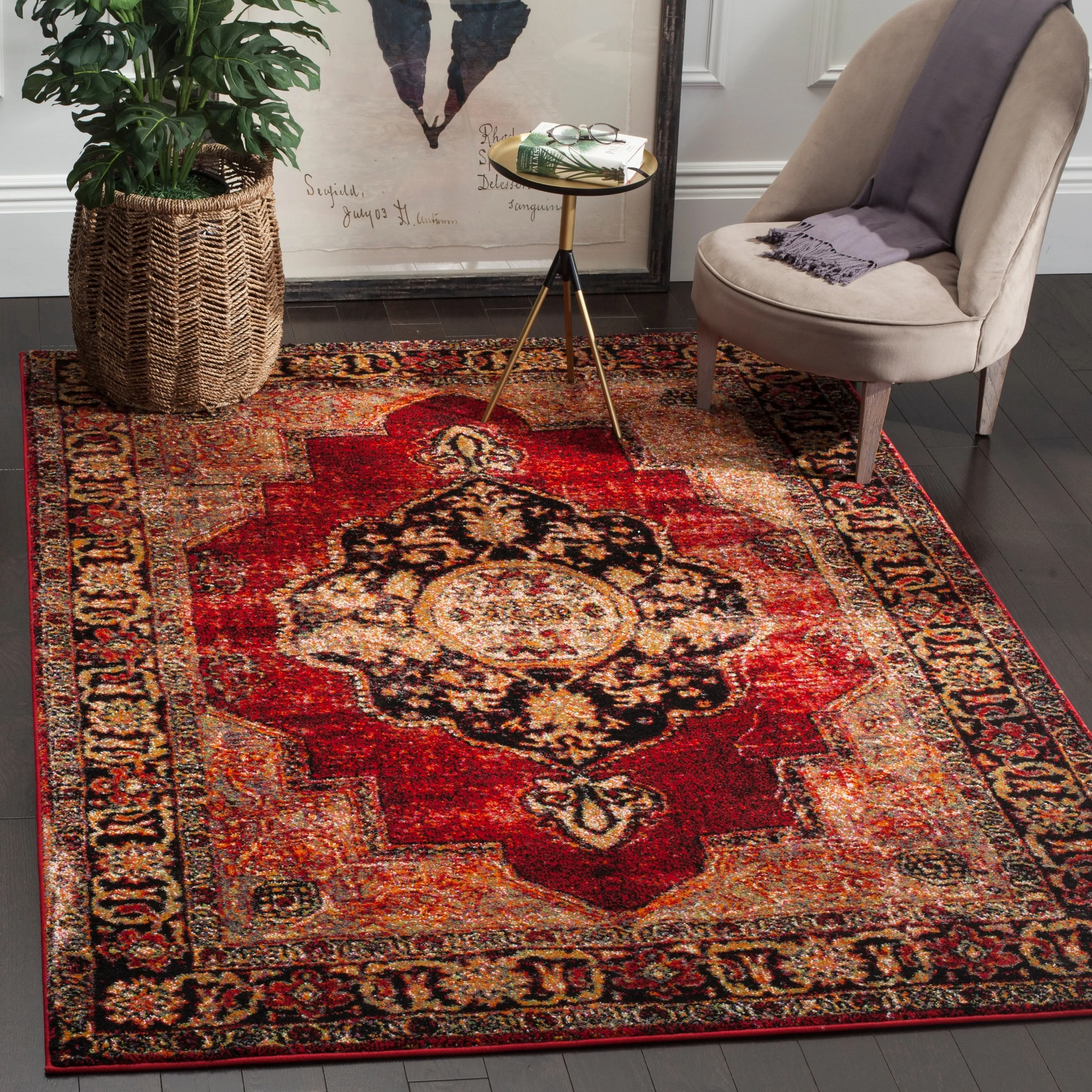 SAFAVIEH Vintage Hamadan Ismay Oriental Distressed Rug