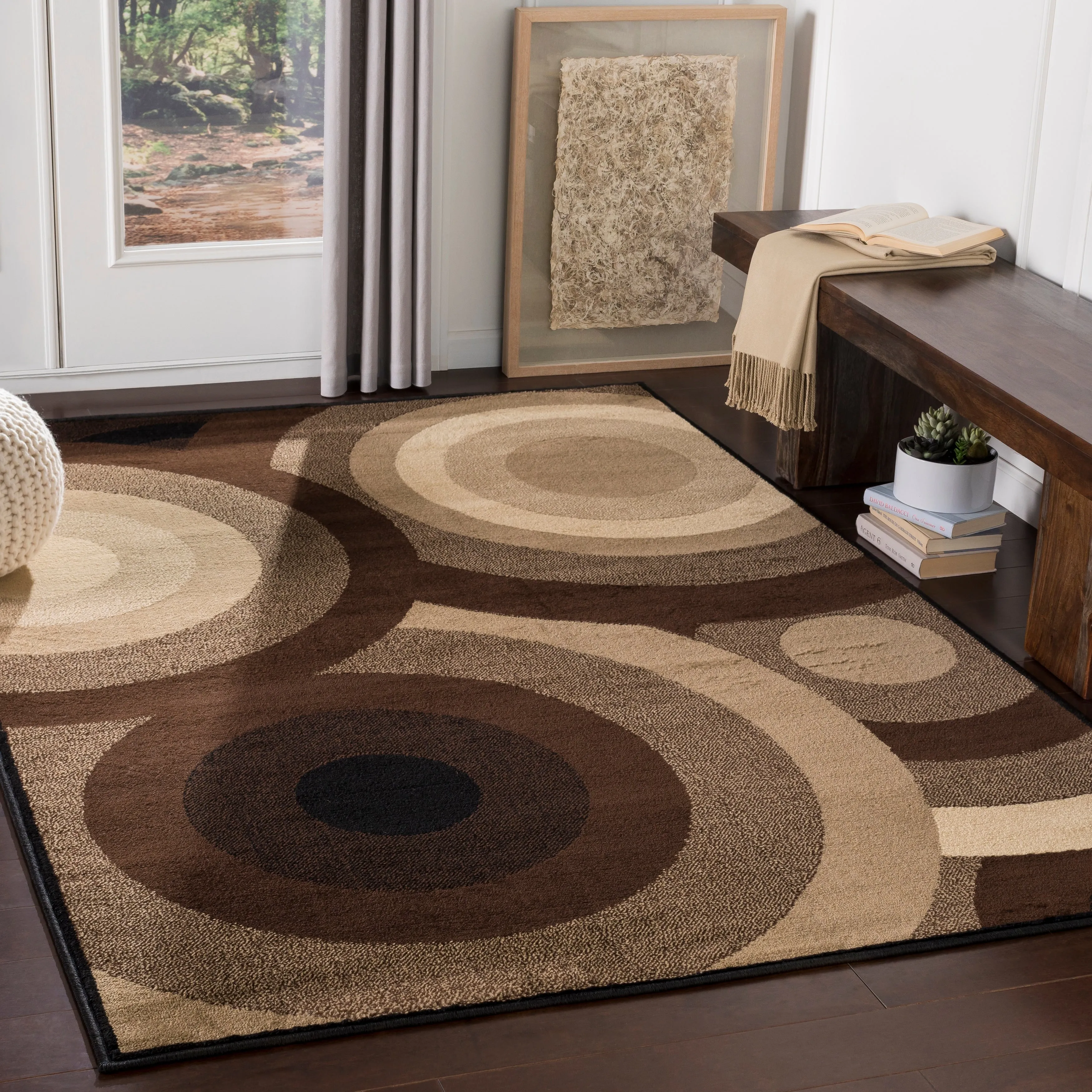 SandyCircles Indoor Area Rug - 6'7 x 9'6