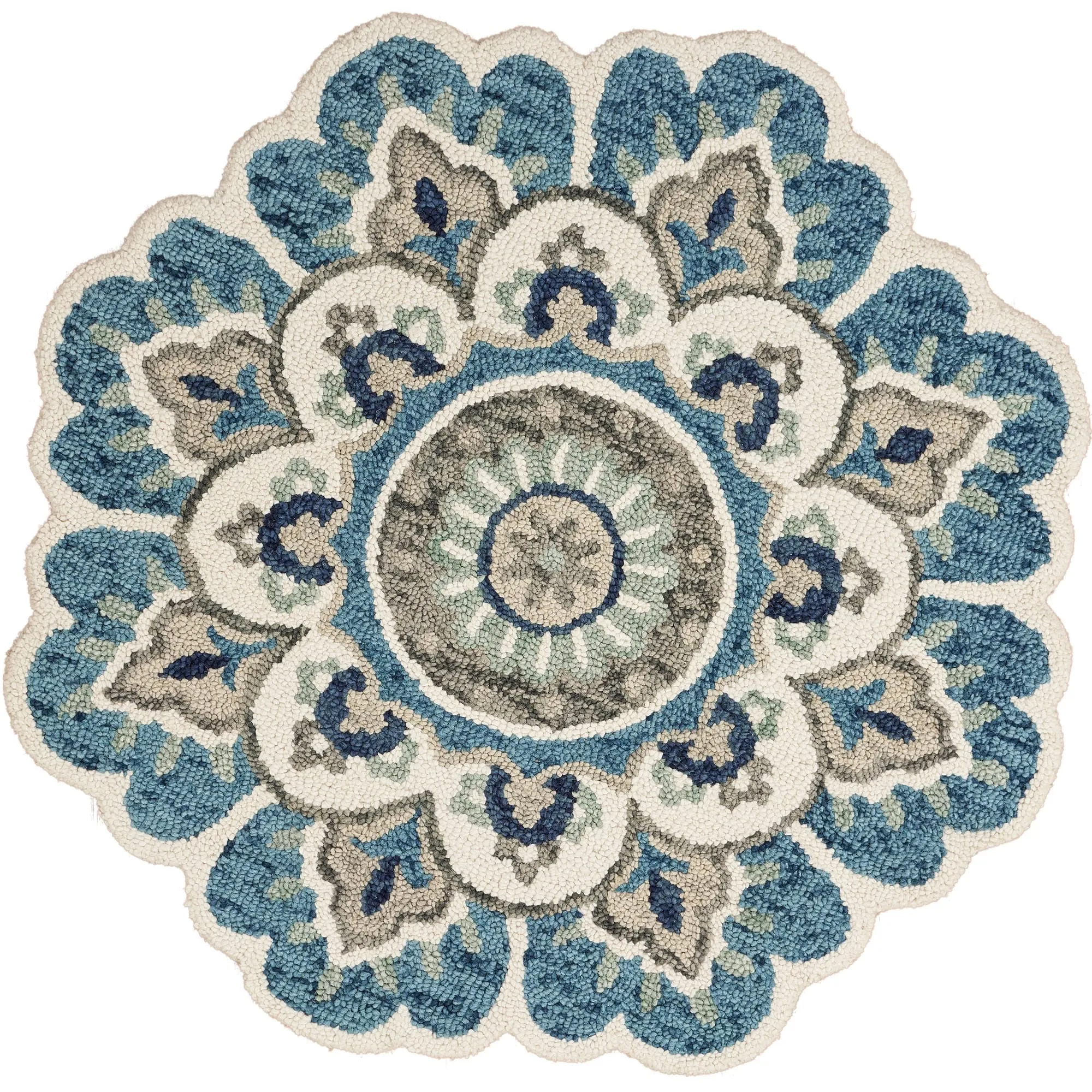 Sevita Hand Tufted Edged Floral Wool Rug