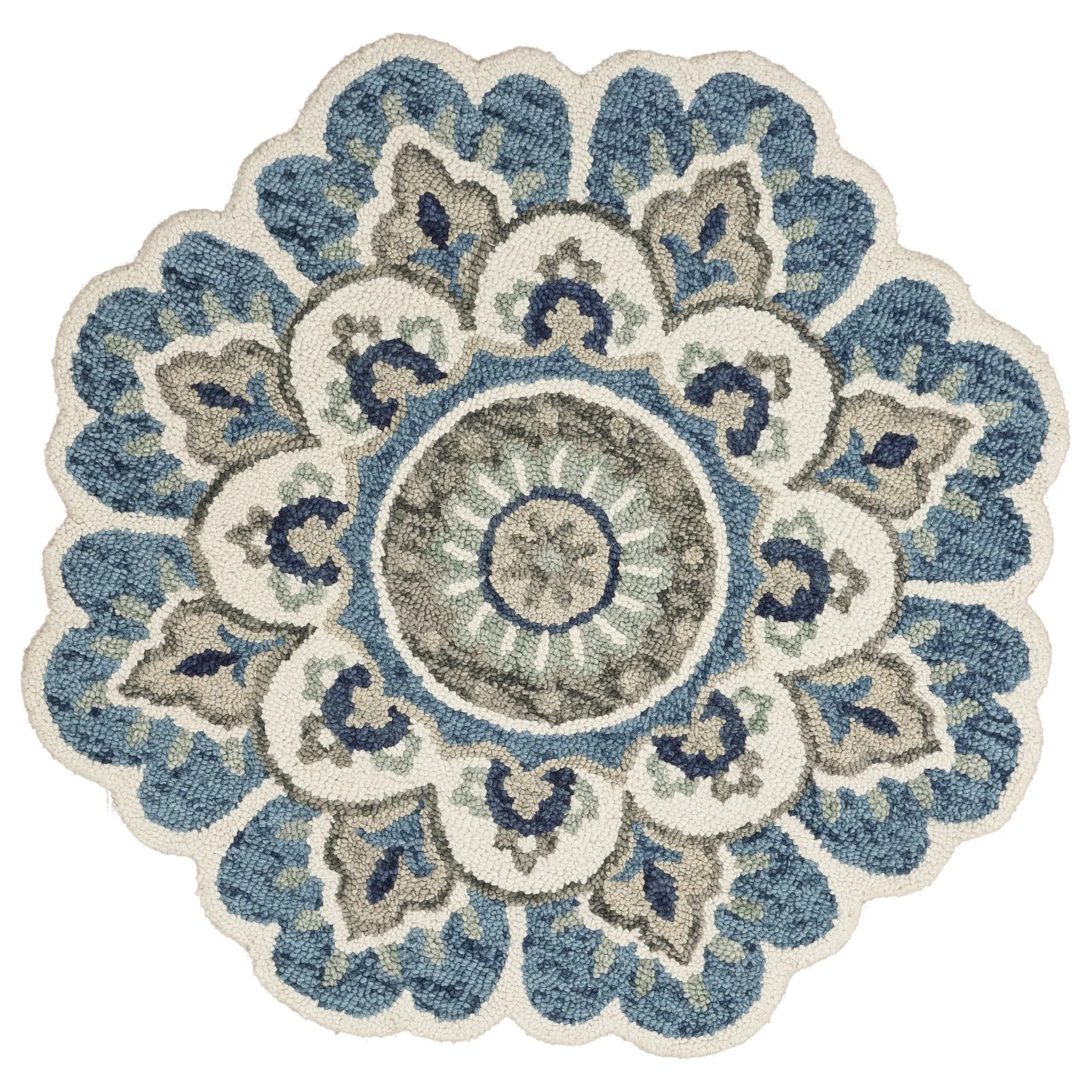 Sevita Hand Tufted Edged Floral Wool Rug