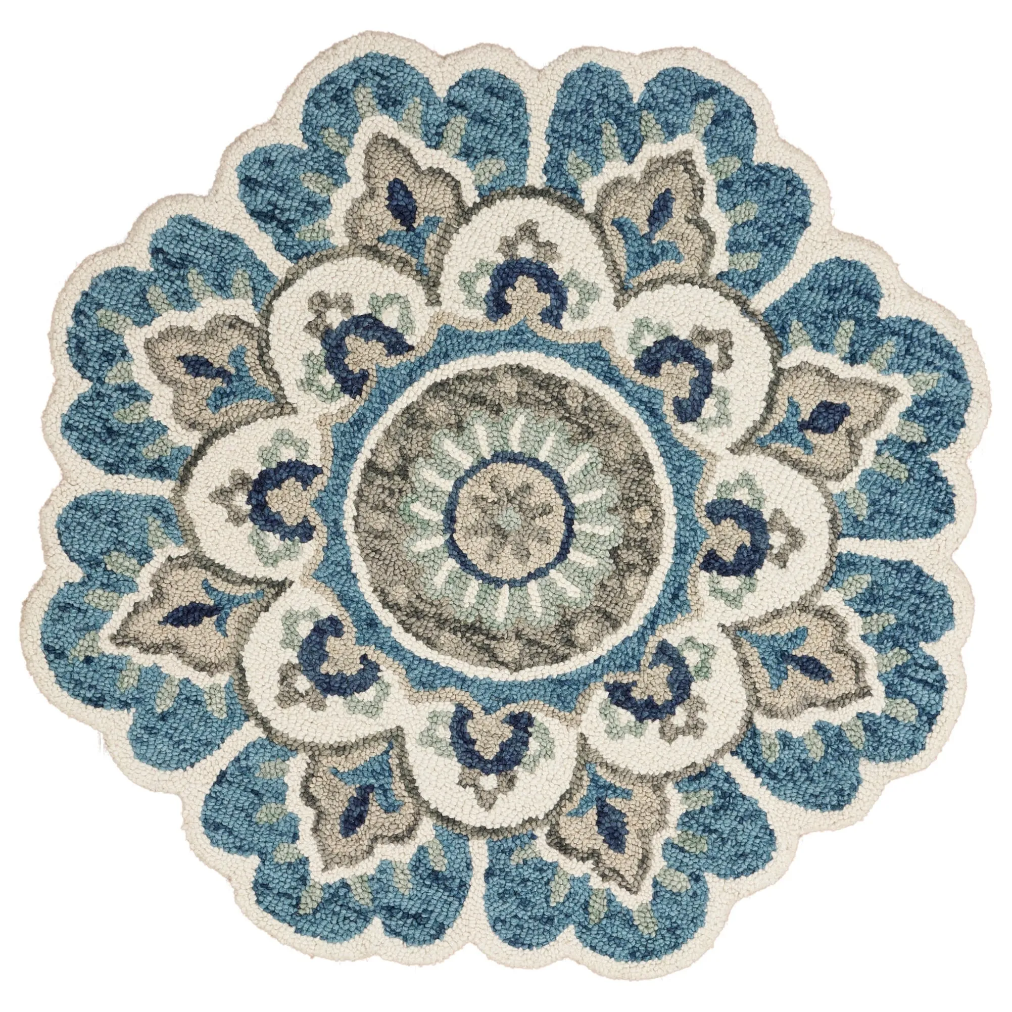 Sevita Hand Tufted Edged Floral Wool Rug