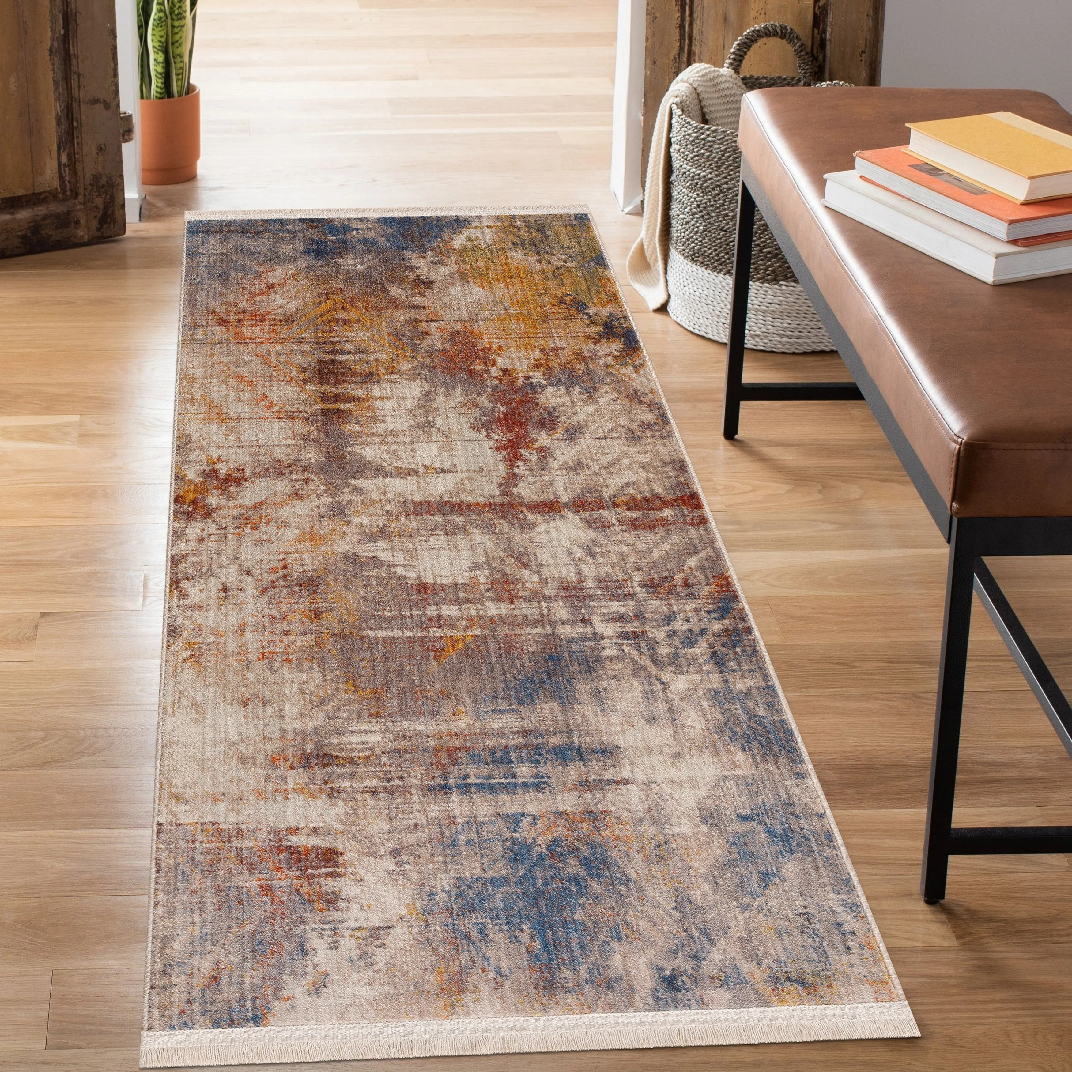 Sevita Modern Distressed Abstract Geometric Area Rug