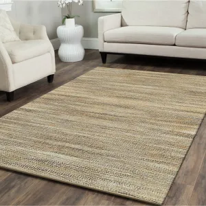 Sevita Organic Jute Geometric Area Rug. Tan and Muted Blue - 5' x 7'9