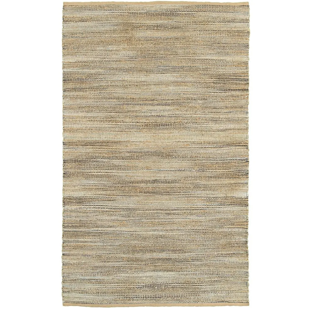 Sevita Organic Jute Geometric Area Rug. Tan and Muted Blue - 5' x 7'9