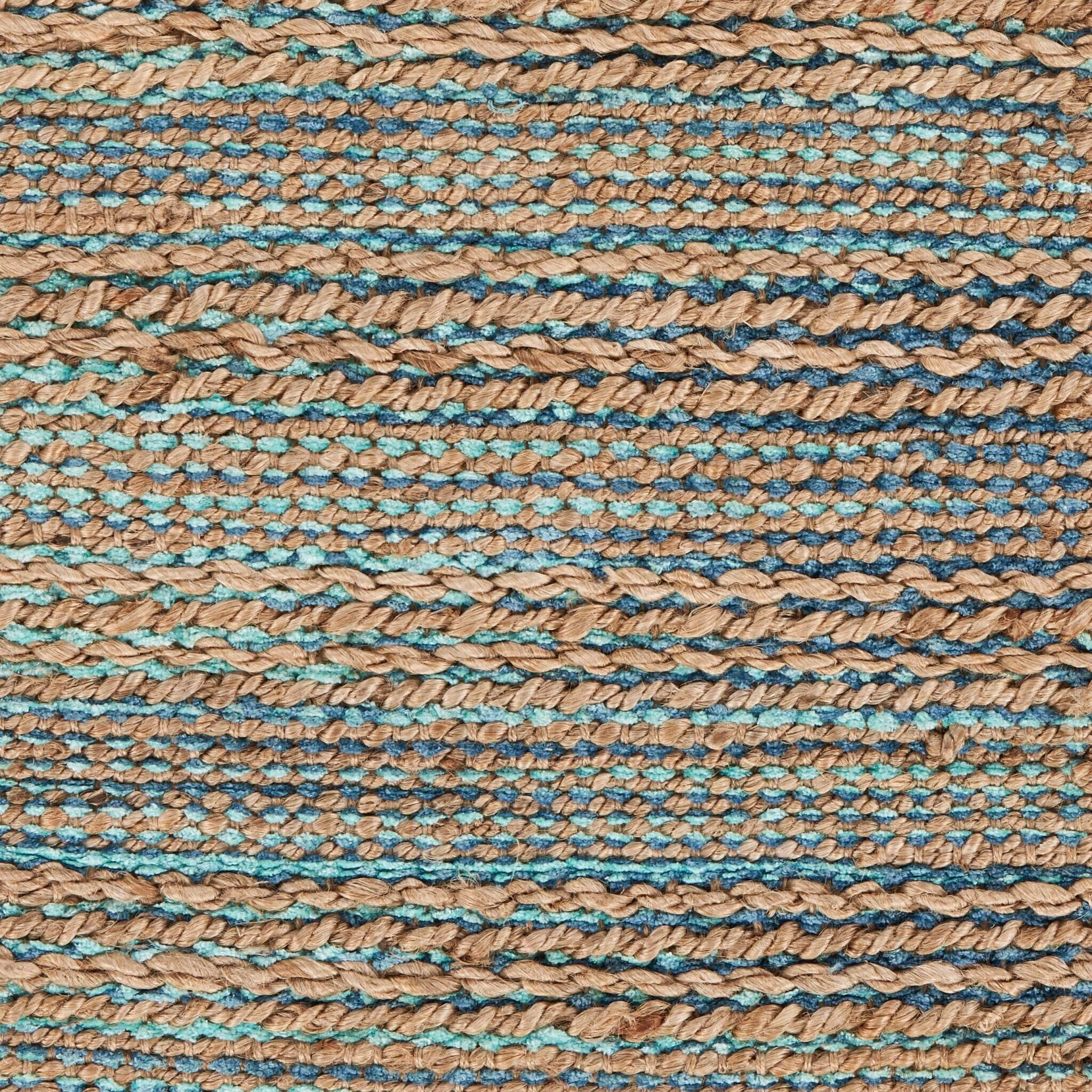 Sevita Organic Jute Geometric Area Rug. Tan and Teal