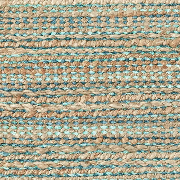 Sevita Organic Jute Geometric Area Rug. Tan and Teal