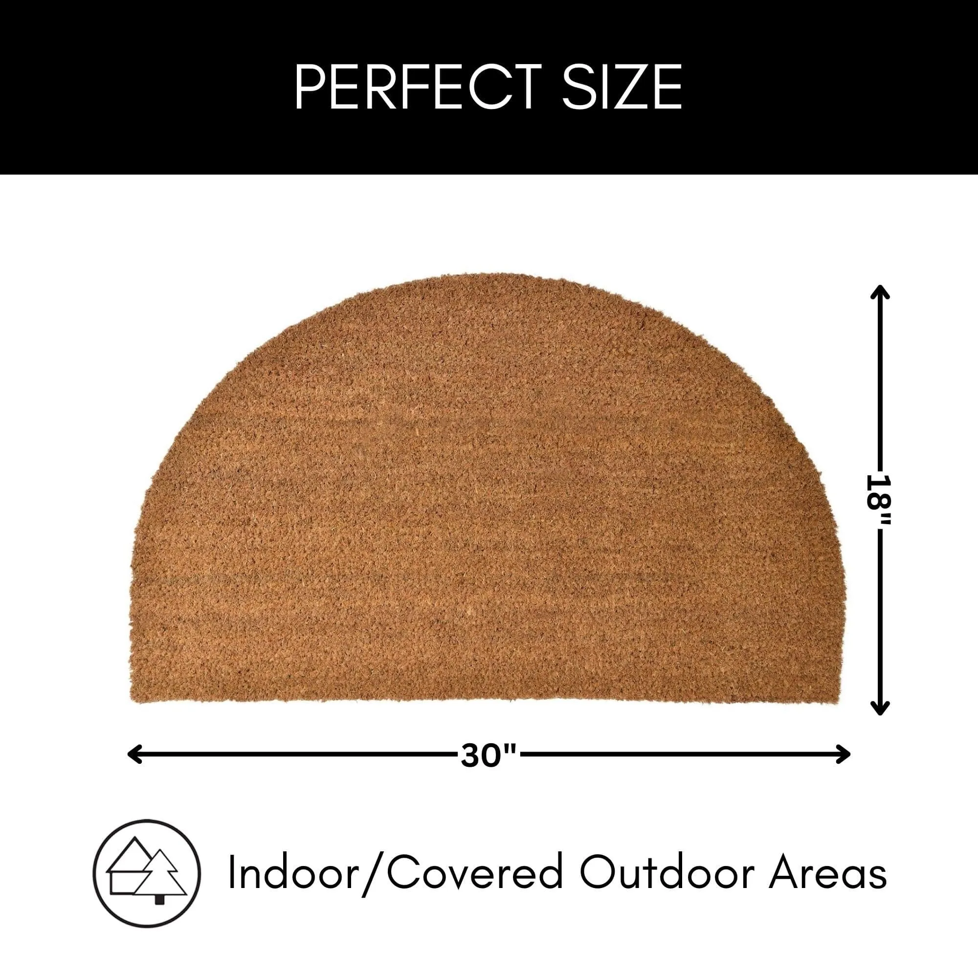 Sheltered Half Round Front Door Mat Braided Coir Coco Rubber Rug