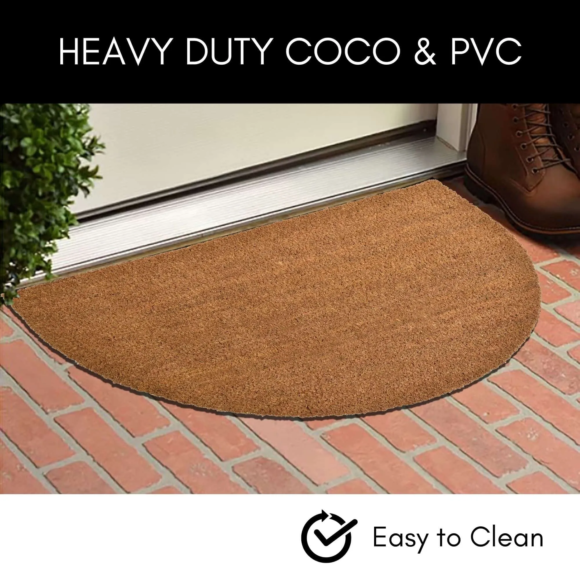 Sheltered Half Round Front Door Mat Braided Coir Coco Rubber Rug